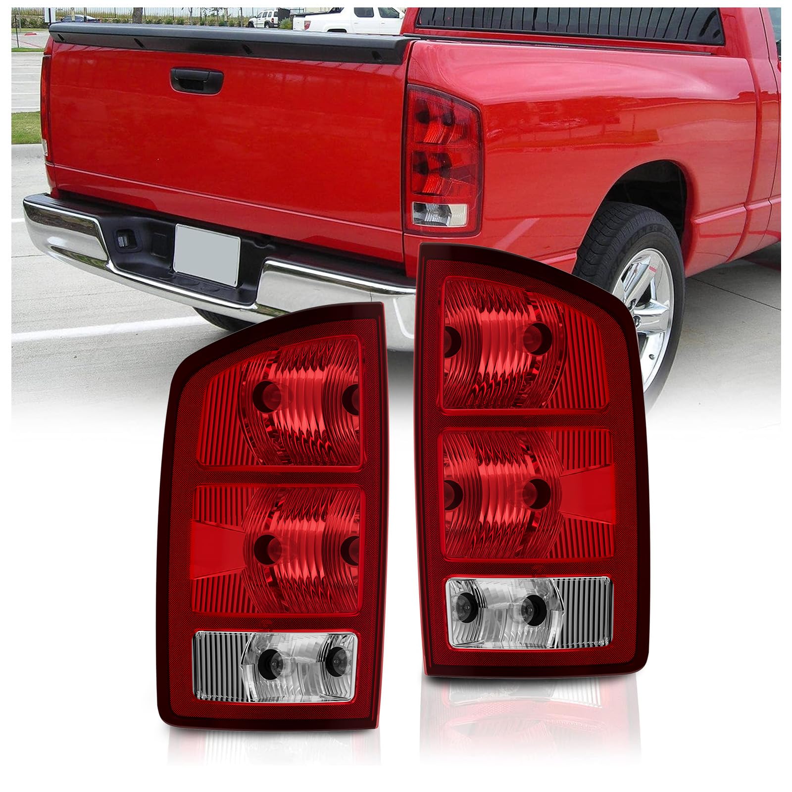 Ecotric Tail Light Compatible With 2002-2006 Dodge Ram 1500 / Compatible With 2003-2006 Ram 2500 3500 Taillight Turn Signal Ligh