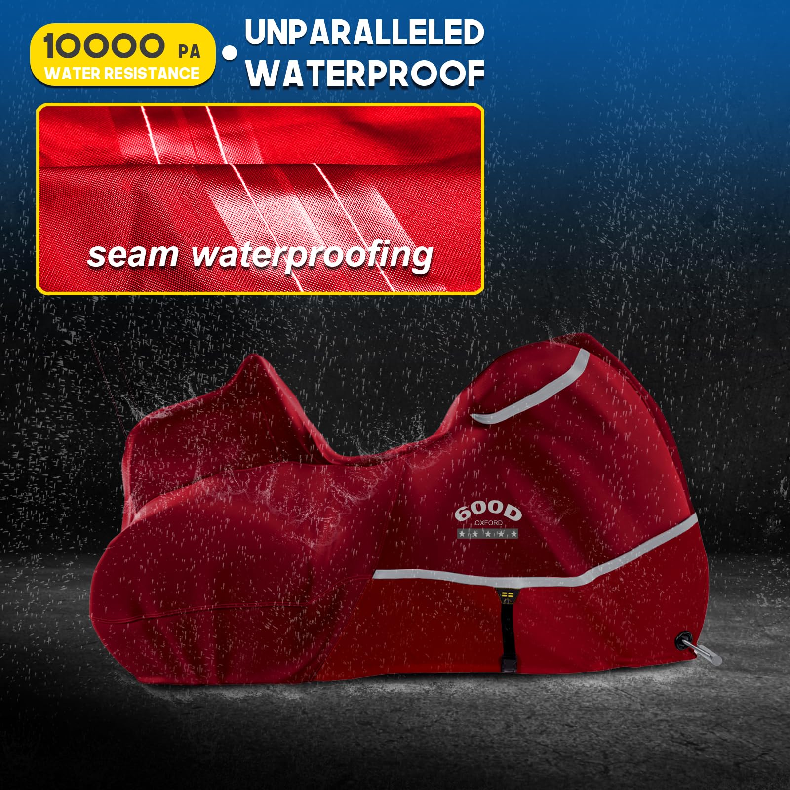 Rosefray Motorcycle Cover with Side+Top Box Heavy Duty 600D Waterproof for Touring Models Harley Davidson Ultra Limited,Road Gli