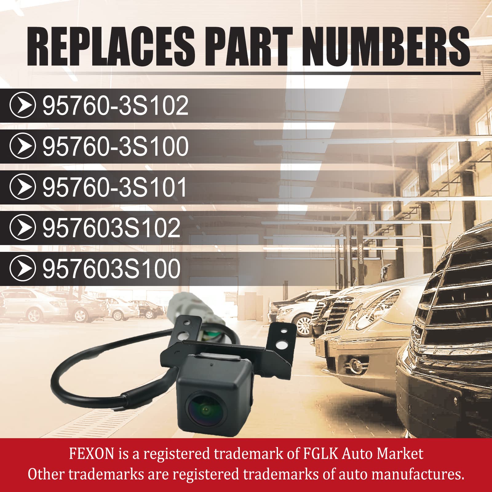 Fexon 95760-3S102 Vehicle Rear View Backup Reverse Camera Compatible With Hyundai Sonata 2011 2012 2013 2014