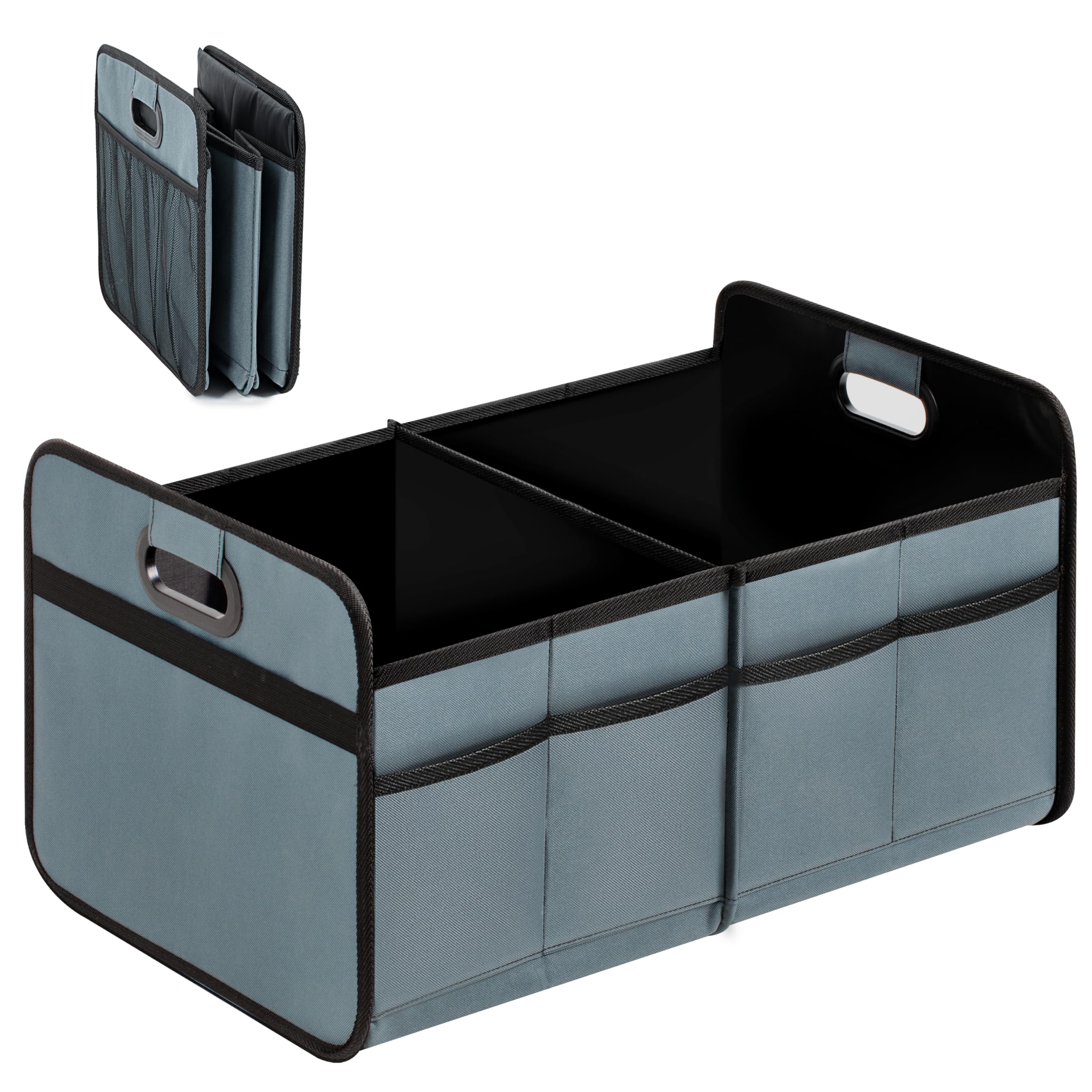 YSSOA Trunk Organizer for Car/SUV/Truck, Collapsible 2 Compartment Automotive Storage Box, 600D Waterproof Oxford Polyester 50L 