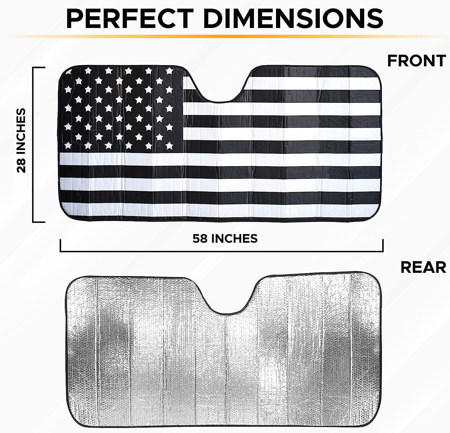 Econour Accordion American Flag Car Sun Shade Windshield | Foldable Car Shield Sun Protector Offers Complete Uv Protection | Reflective Sun Shade Car Lowers Interior Temperature | 58 X 27.5 Inches