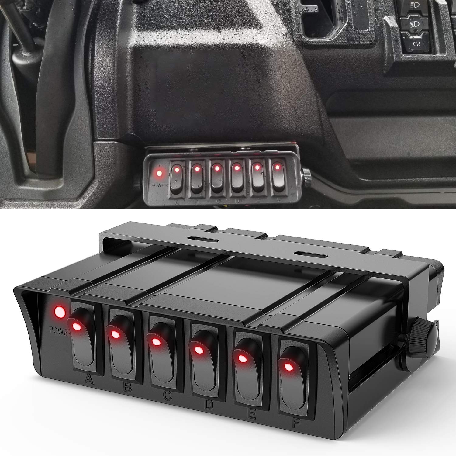 Nilight - 6 Gang Rocker Switch Box Spst Toggle Switch Panel 12V 24V 20A Switch Panel 60Amp Max For Automotive Cars Vehicles Boats Rvs Campers Suvs