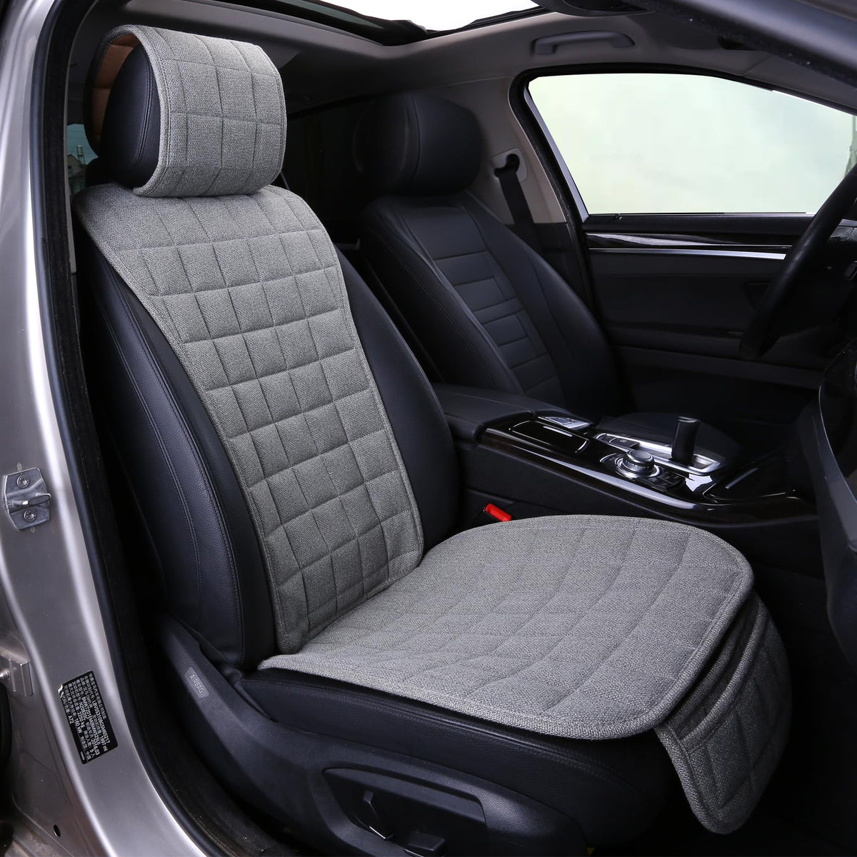 Suninbox Car Seat Covers Front Seat Only,Cloth Car Seat Covers,Linen Car Seat Protector Universal Fits Most Automotive,Vans,SUVs