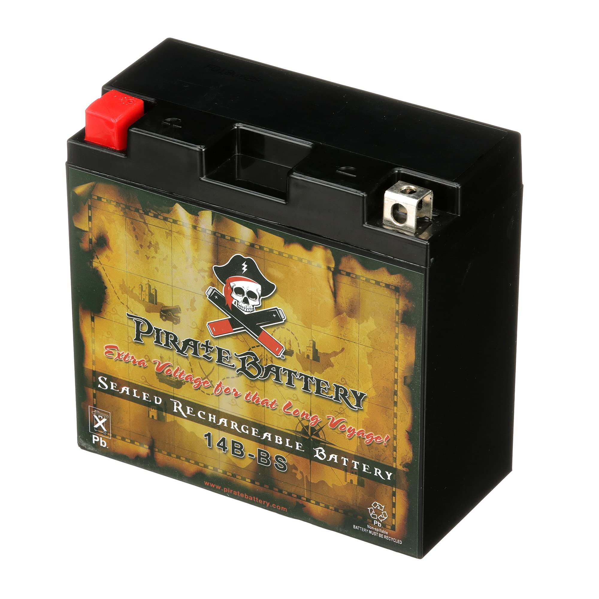 Pirate Battery Yt14B-Bs Maintenance-Free 12V 12Ah Battery Replacement For Atv, Motorcycle, Jet Skis, Scooter, Utv, And More - Nu