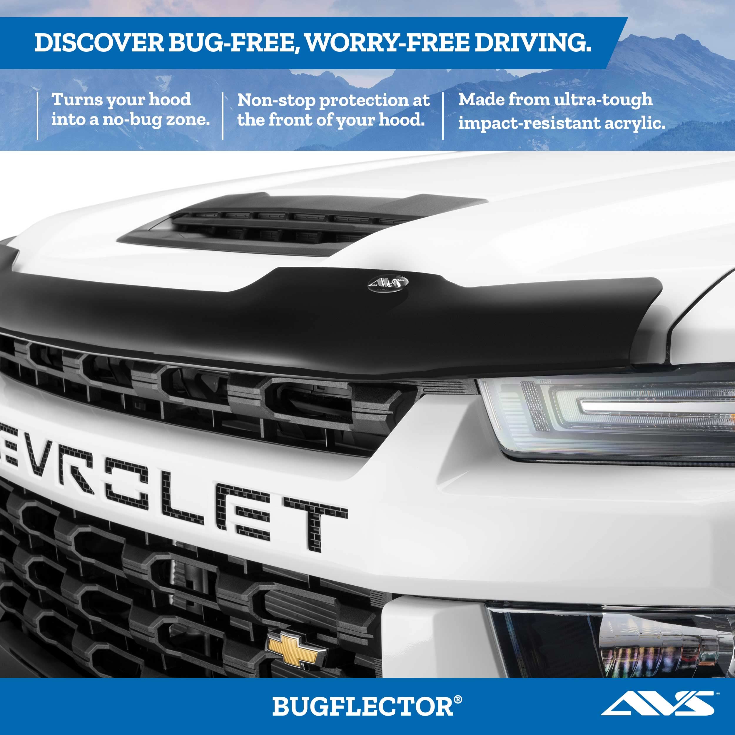 Avs 23060 Bugflector Stone/Bug Deflector Smoke Tint, Fits Chevy/Gmc