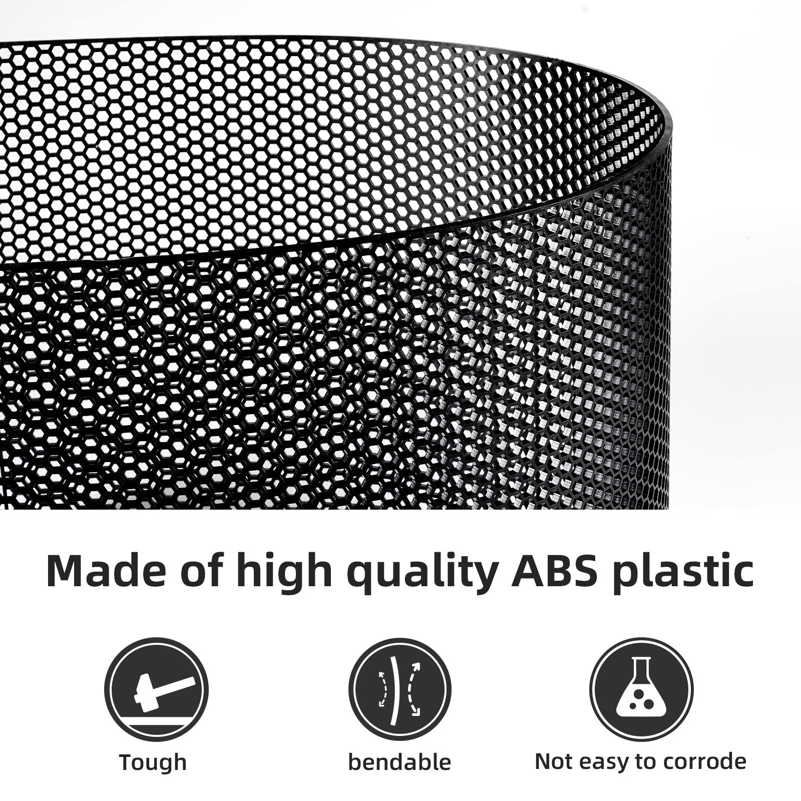 Aggauto 47''X16'' Abs Plastic Universal Car Grill Mesh, Automotive Grille Insert Bumper Honeycomb Hole Grids Black
