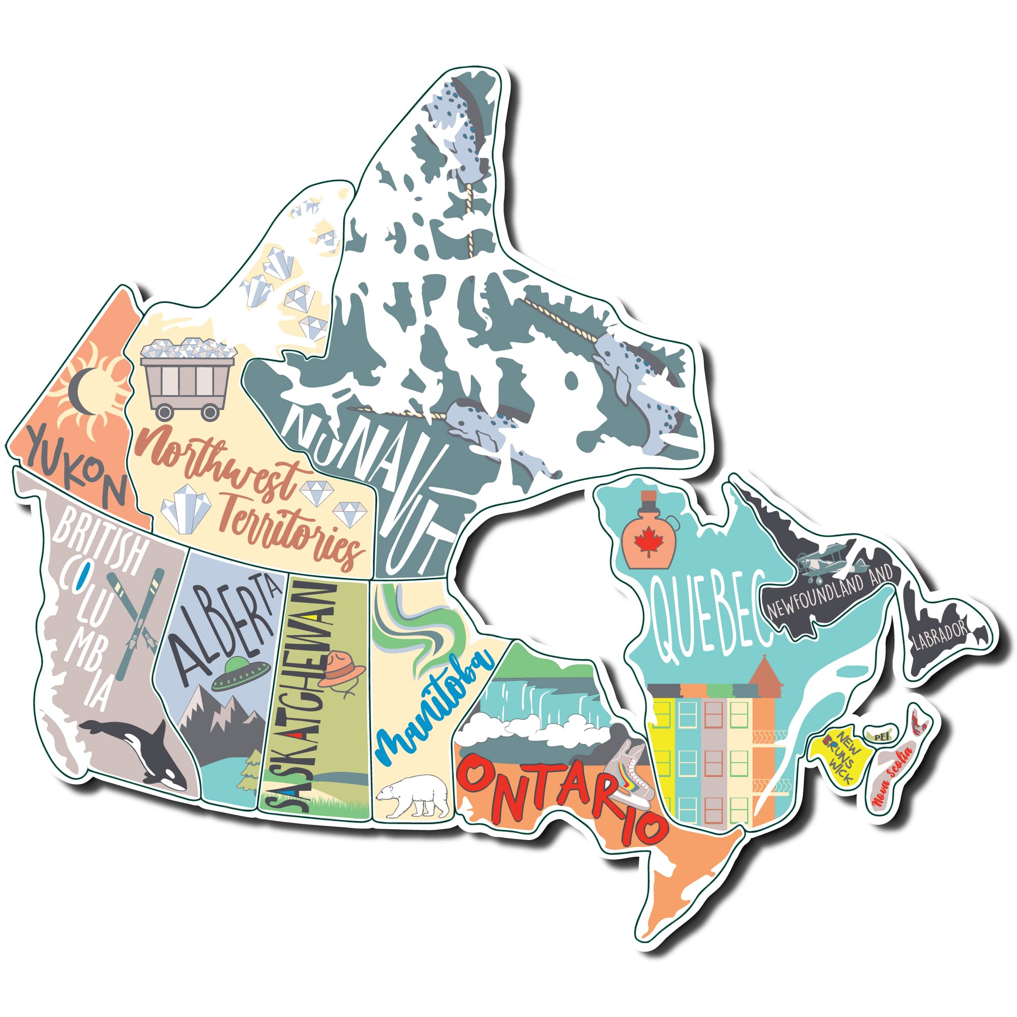 Canada Travel Sticker Set And Map For Rv Motorhome And Travel Trailers | Provinces And Territories Visited Stickers | Vinyl Deca