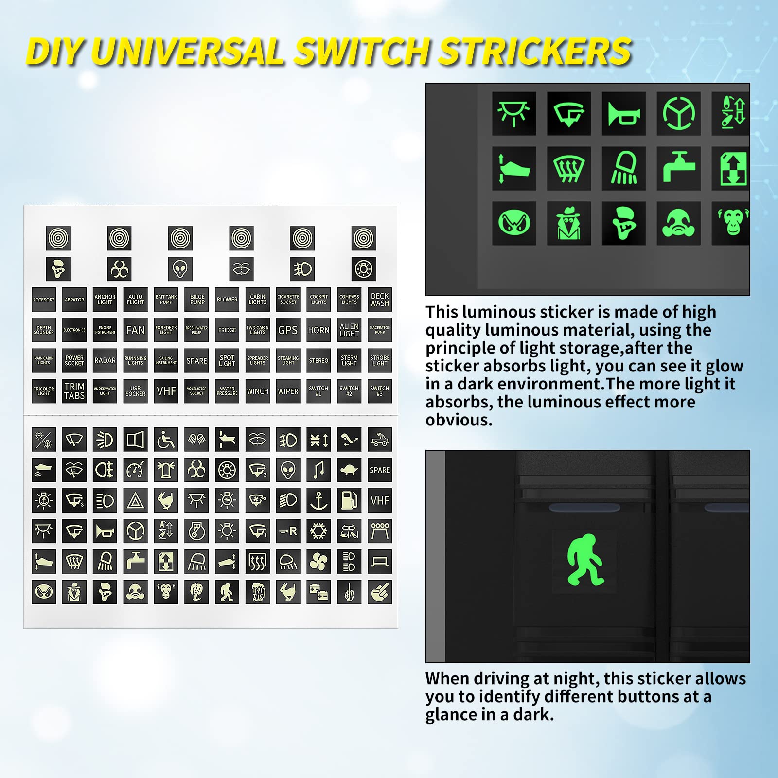 Joinfworld 6 Gang Rocker Switch Panel 12V Marine Boat Switch Panel Waterproof 12 Volt Blue Led Light Toggle Switch Panel On Off