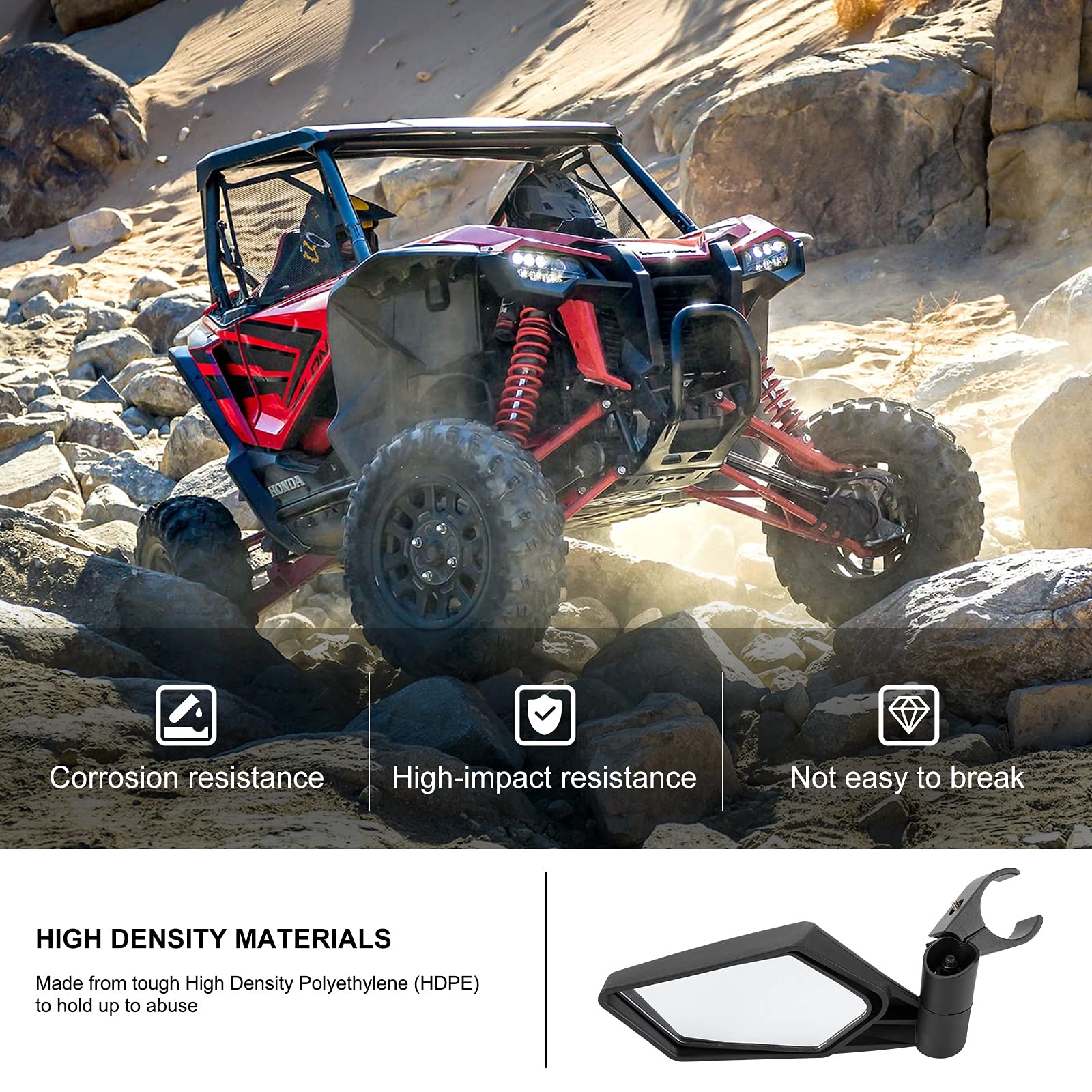 KIWI MASTER Rear View Center Mirrors Compatible for 2019-2024 Honda Talon 1000R 1000X 1000X4 1000R4 Accessories Rearview Racing