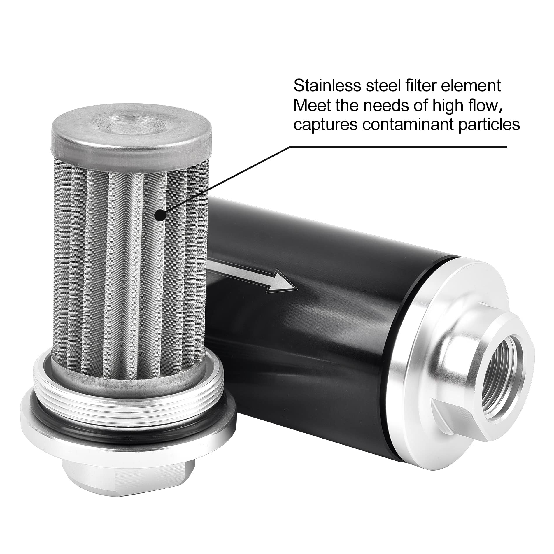 Evil Energy 30 Micron Inline Fuel Filter With 6An 8An 10An Adapter&Bracket Clamp 60Mm Universal