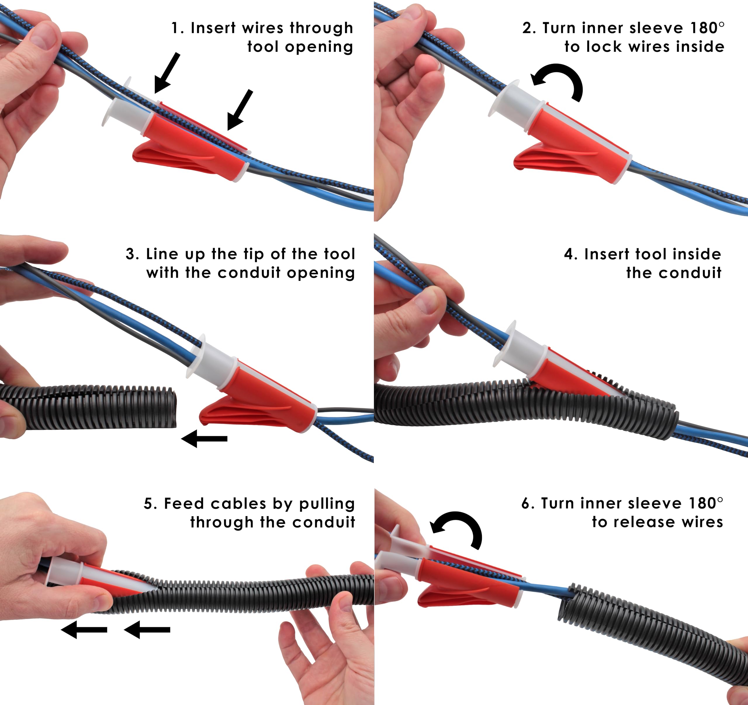 Electriduct Wire Loom Cable Insertion Tool For 3/8'' To 1/2'' Conduit Sleeving Installation - Model Cm08