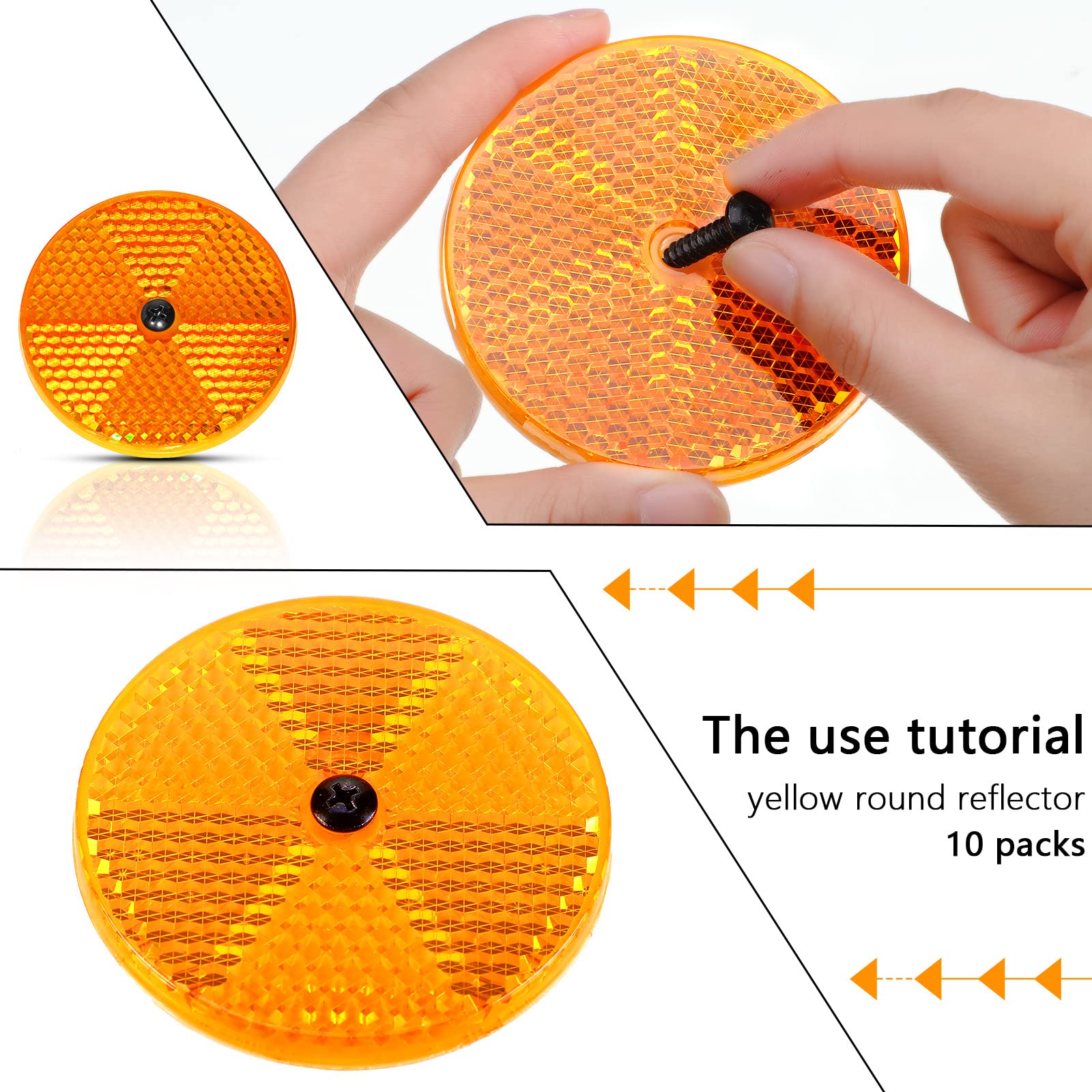 10 Pack Front Round Reflector For Driveway Fence Gate Posts Trailers Safety Automobiles Boats Mailboxes Reflector With Center Mo