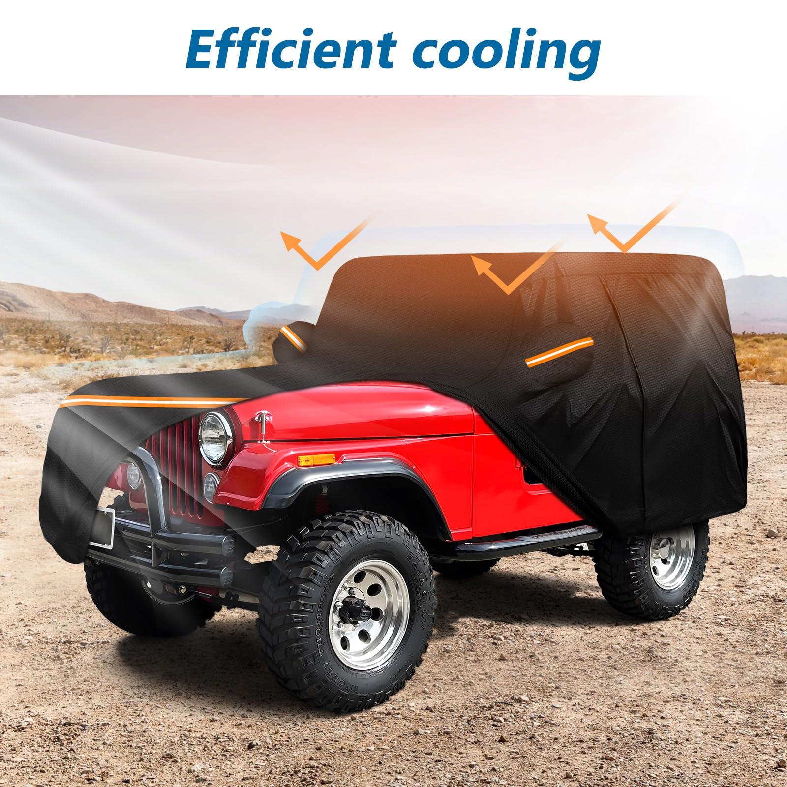 Car Cover For Jeep Cj5 1955-1983, Waterproof 210D Oxford Cloth And Cotton Cover Outdoor Full Car Covers With Zipper Windproof He