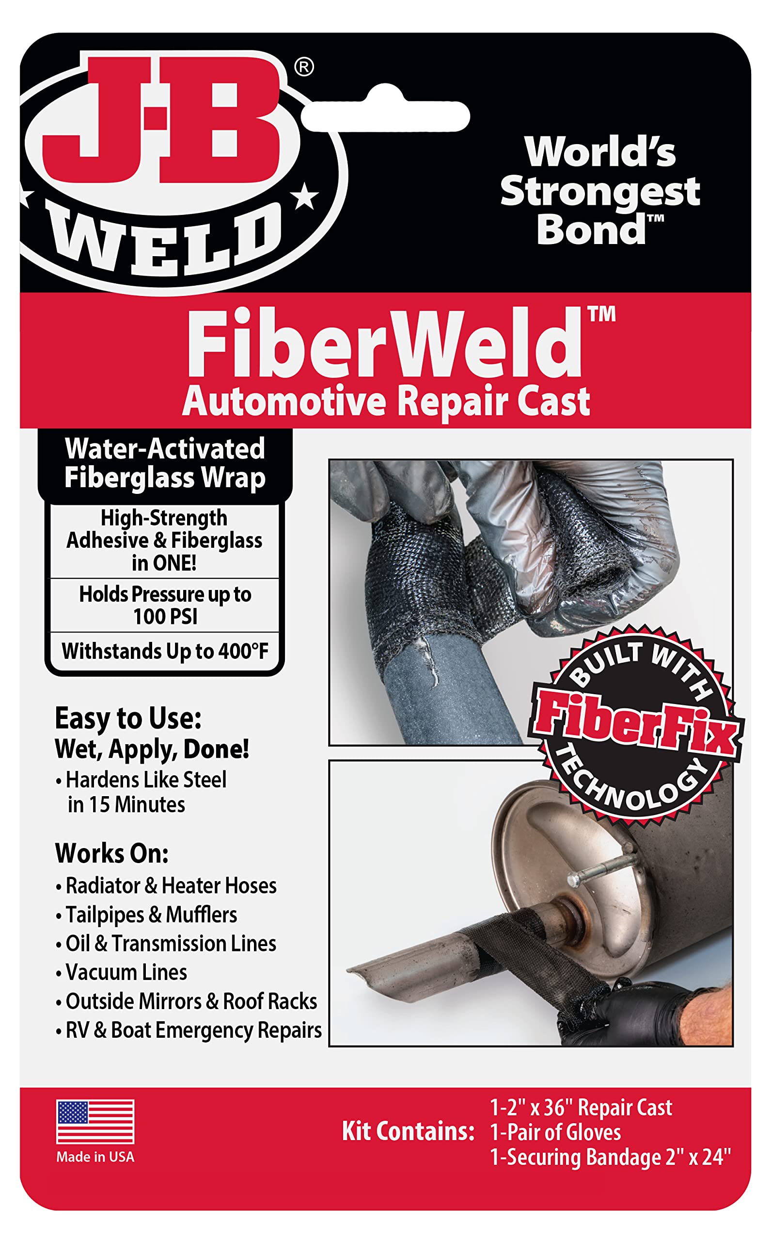 J-B Weld FiberWeld 2'' x 36'' Automoitve Repair Cast, Black (38237)