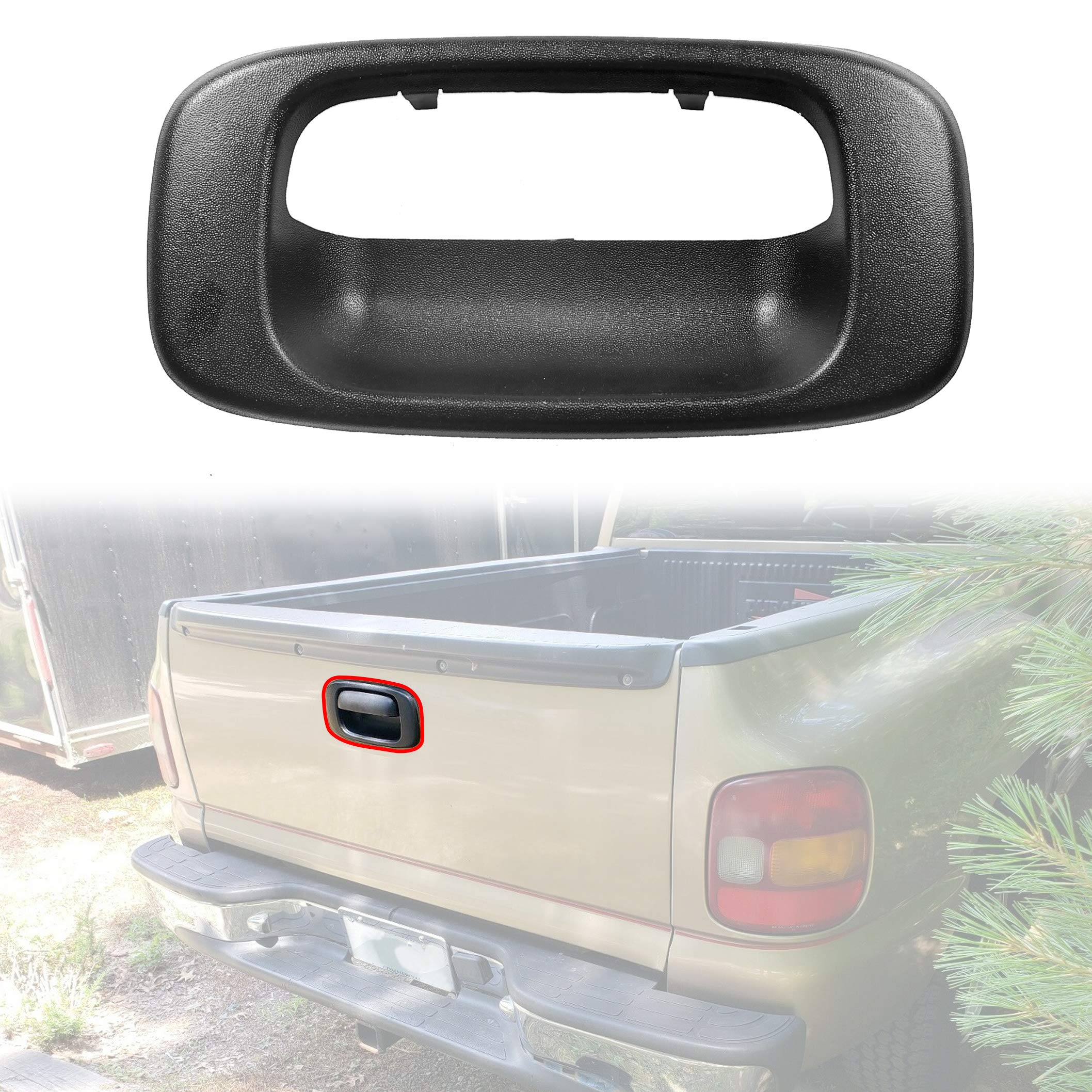 Ecotric Tailgate Handle Bezel Cover Compatible With 1999-2007 Chevy Chevrolet Gmc Silverado Sierra 1500 2500 3500 Hd Pickup Truc