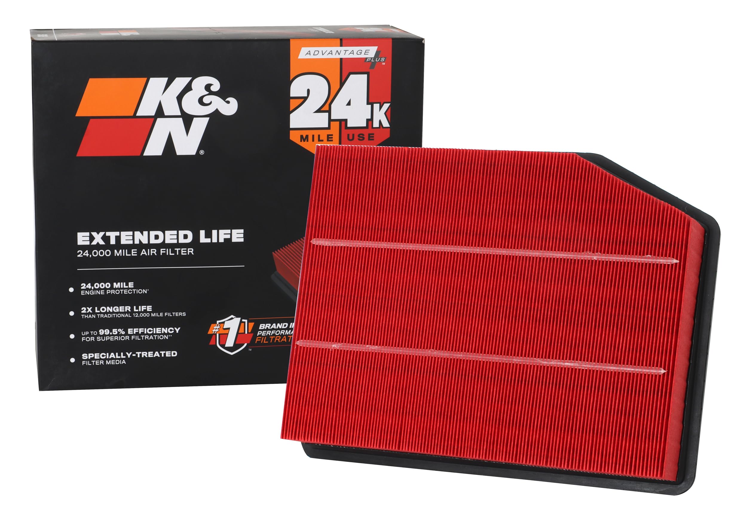K&N Engine Air Filter: Extended Life 24,000 Mile Replacement Air Filter: Compatible With 2019 Chevy/Gmc Truck (Silverado 1500, S