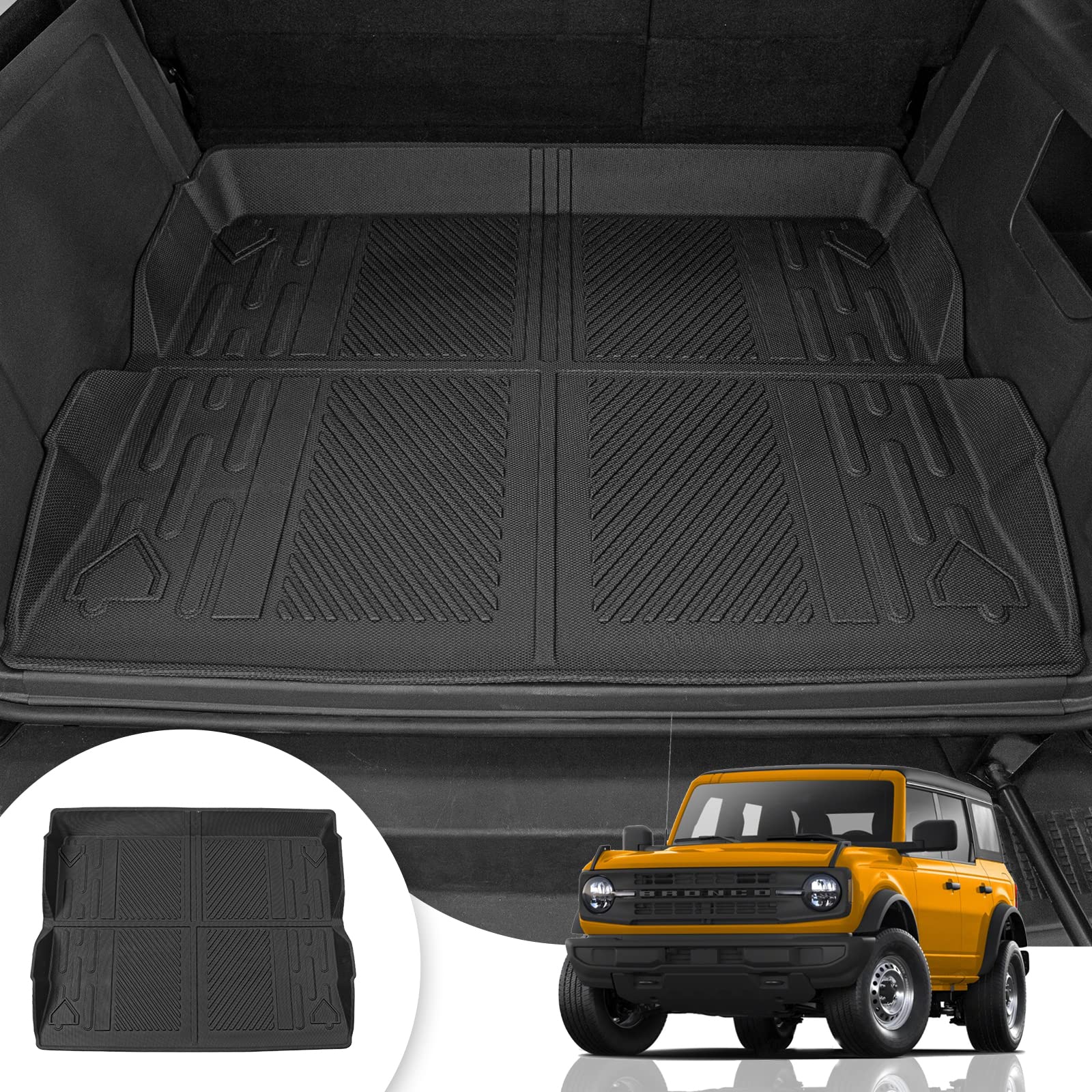 Maxzina Cargo Mat Compatible With 2021 2022 2023 2024 2025 Ford Bronco Trunk Mat All-Weather Tpe Rear Trunk Tray Cargo Liner For