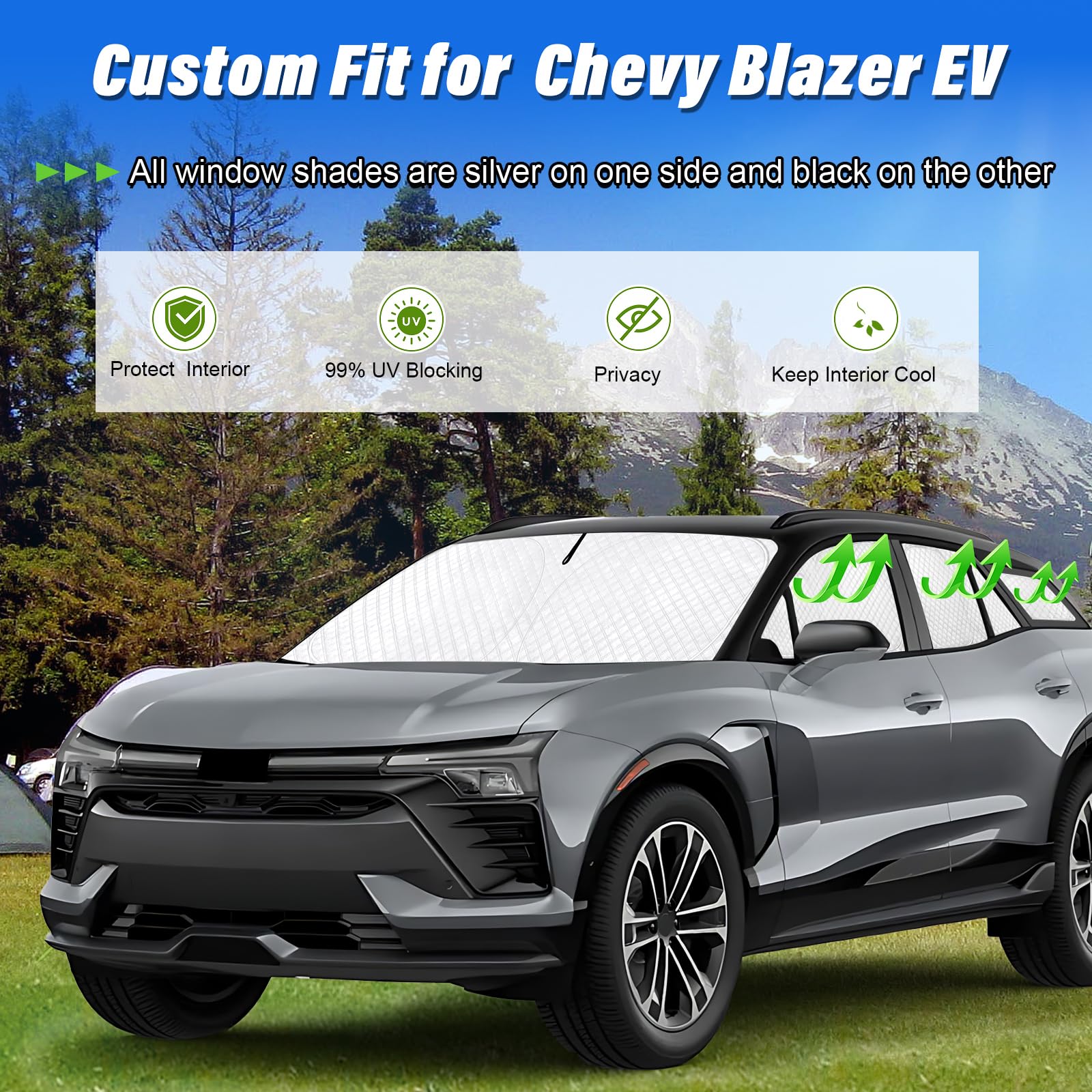 Kmf Windshield Sun Shade Replacement For Chevy Blazer Ev Accessories 2024,Side Rear Window Sun Shade Cover Sun Visor Shield Cove