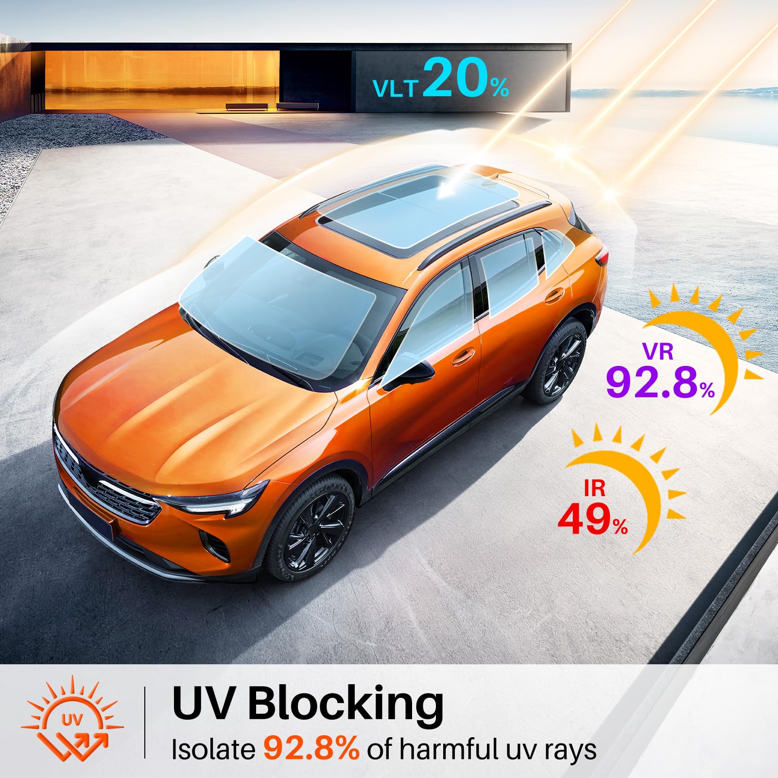 PAMAGOO Car Window Tint 20% VLT, 20 Percent Nano Ceramic Window Roll 20'' Inch x 100'Ft, Automotive Car Tint for Privacy Sun & G