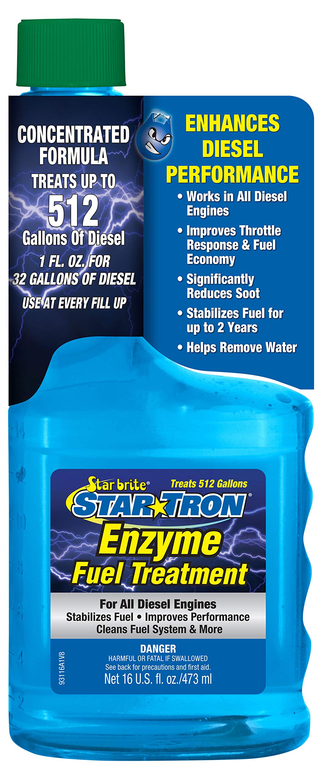 STAR BRITE Star Tron Enzyme Fuel Treatment - Super Concentrated Diesel Formula - 1 oz. Treats 32 Gallons - 16 OZ (093116SS)