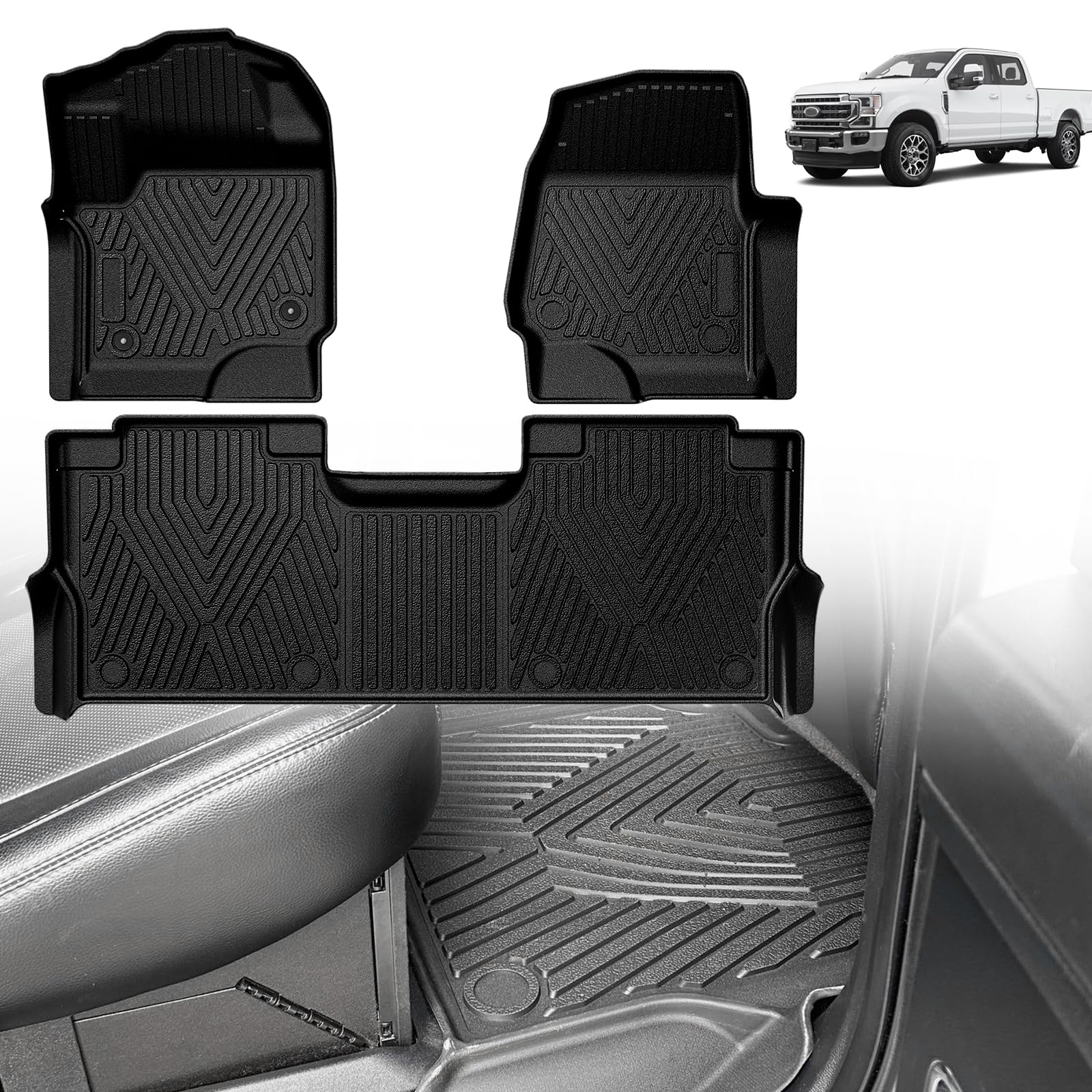 Triplealiners Floor Mats Compatible With Ford 2017-2022 F250/F350/F450 Floor Mats Super Duty Accessories Crew Cab 1St & 2Nd Row