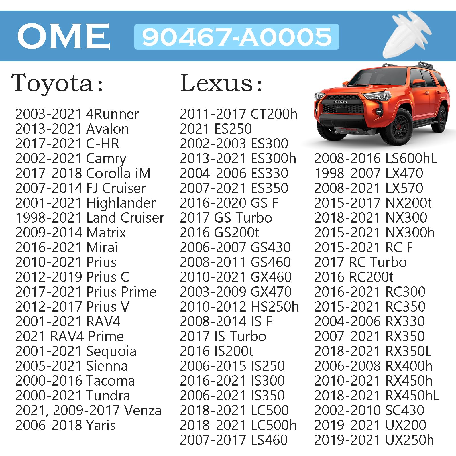 100Pcs Trim Door Panel Retainer Clips, Car Push Fastener Clips For Camry, Fj Cruiser, High Lander, 4-Runner Es 350, Gx 470, Repl