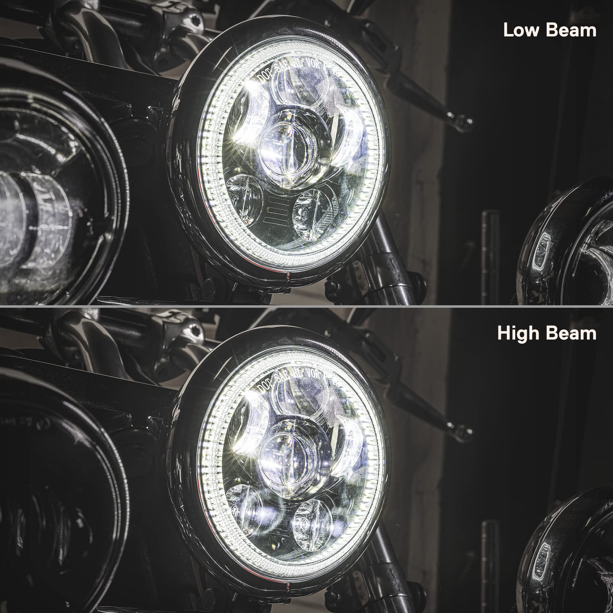 True Mods 5.75'' Harley Led Headlight For Harley Davidson [Black-Finish] [Halo Drl] [Dot Compliant] Round Led Motorcycle Headlig