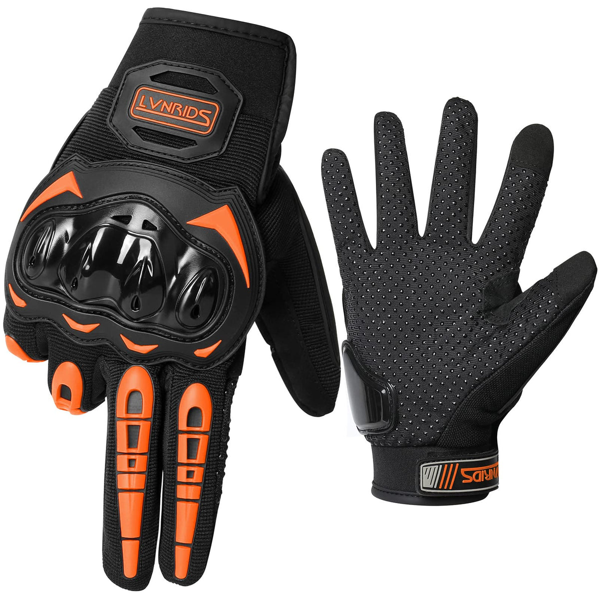 Lvnrids Motorcycle Gloves With Touchscreen Men And Women Racing Gloves For Motocross Bmx Atv Mtb Riding Cycling Orange L