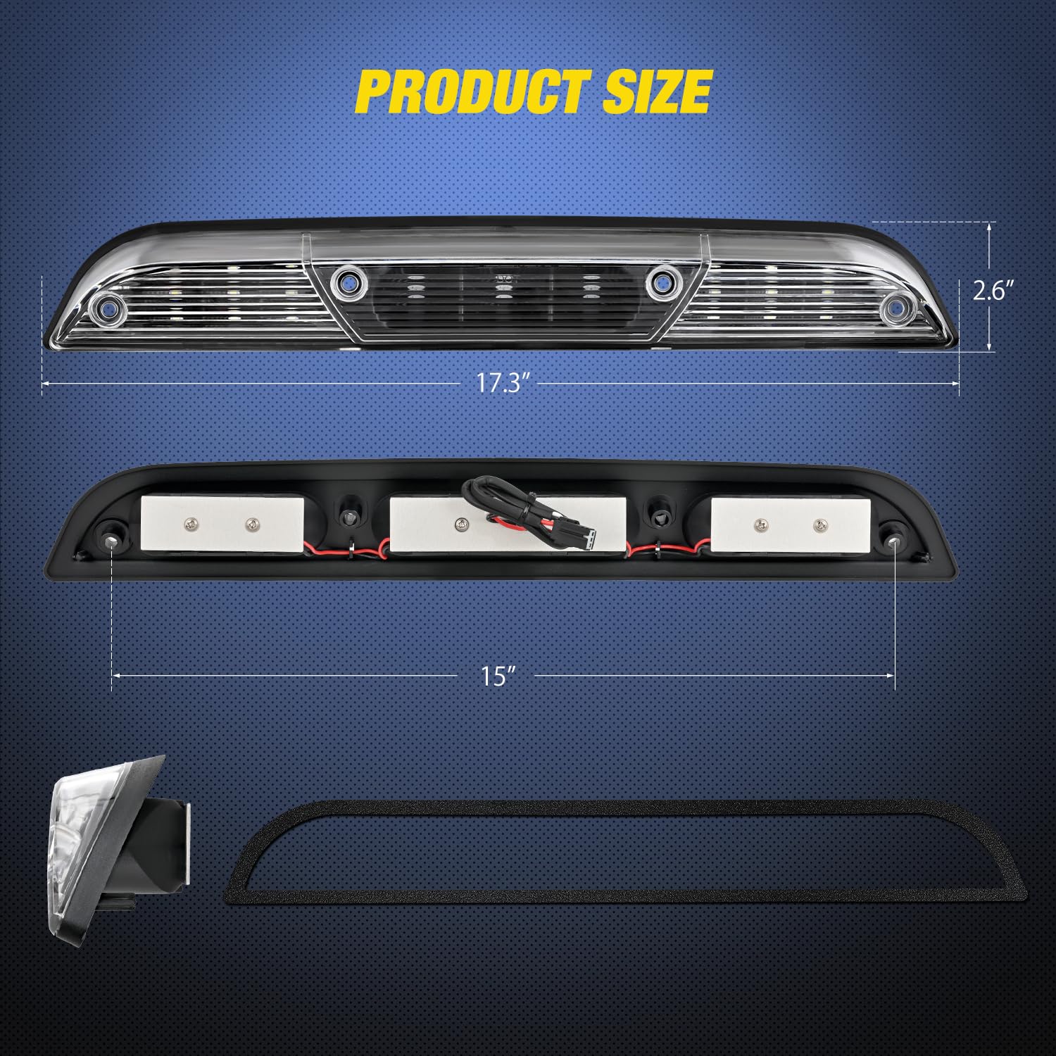 Nilight Third Brake Light Tail High Mount 3Rd Stop Cargo Reverse Lights Clear Lens Compatible With Ford F150 2015 2016 2017 2018