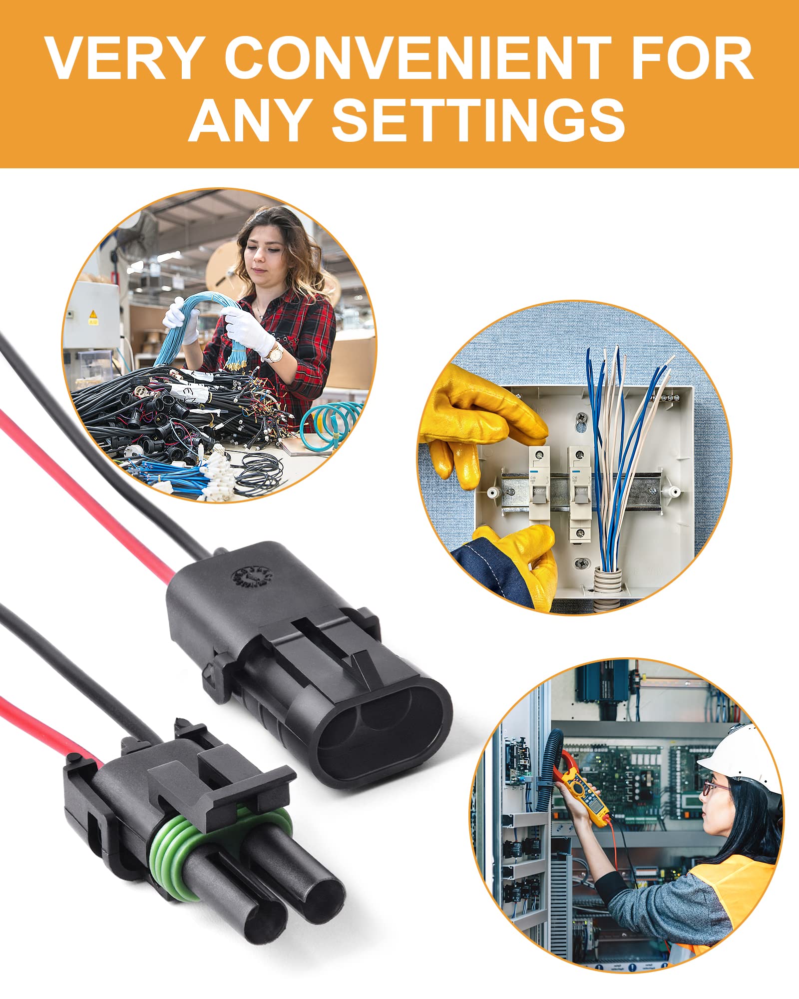 Vigrue 280Pcs 18-14Awg Waterproof Automotive Connectors With Ratcheting Wire Crimping Tool, 19 Sets Weathepack Connectors 1/2/3/