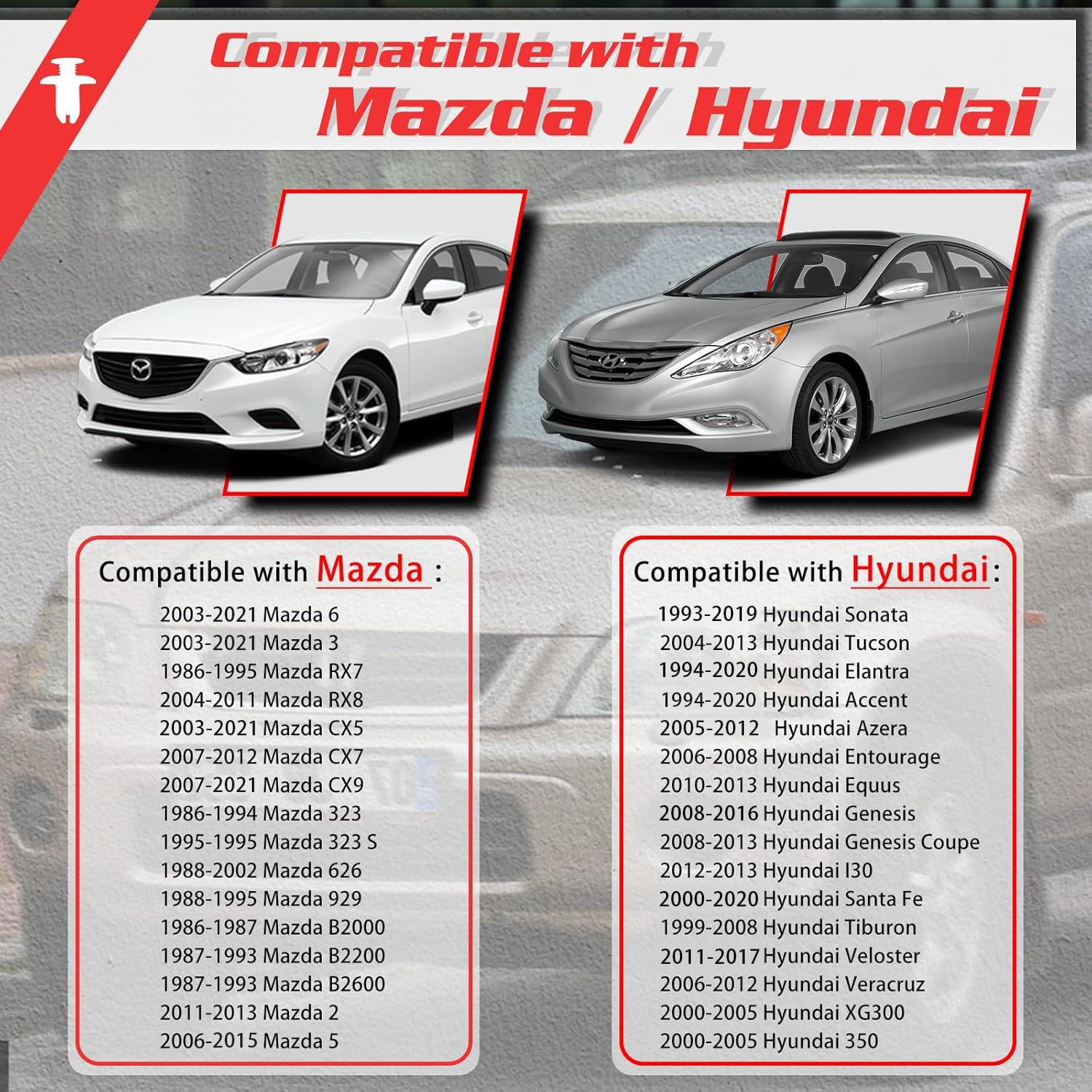 OTUAYAUTO 20pcs Fender Liner Clips - Replacement for Ford, Kia, Hyundai Elantra, Genesis, Sonata, Hyundai Santa Fe, Mazda 3, Maz