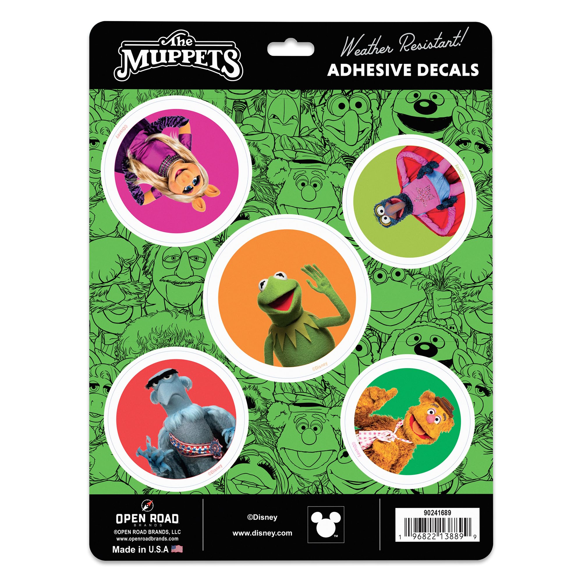 Disney Muppets Characters Adhesive Vinyl Decals - Fun Muppets Stickers for Car or Truck, 1 Pack (5 Count)