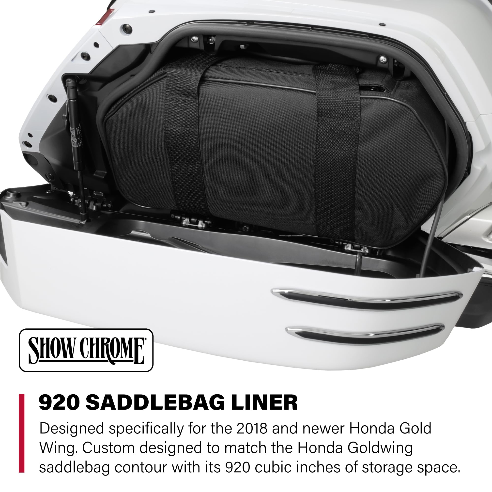 Hopnel Custom Fit Motorcycle Saddlebag Liner for Honda GL1800 2018+ - 920 Cubic Inch Double Zipper Bag with Reinforced Carry Handles - Contoured to Gold Wing - 18.5x9x6 Inches
