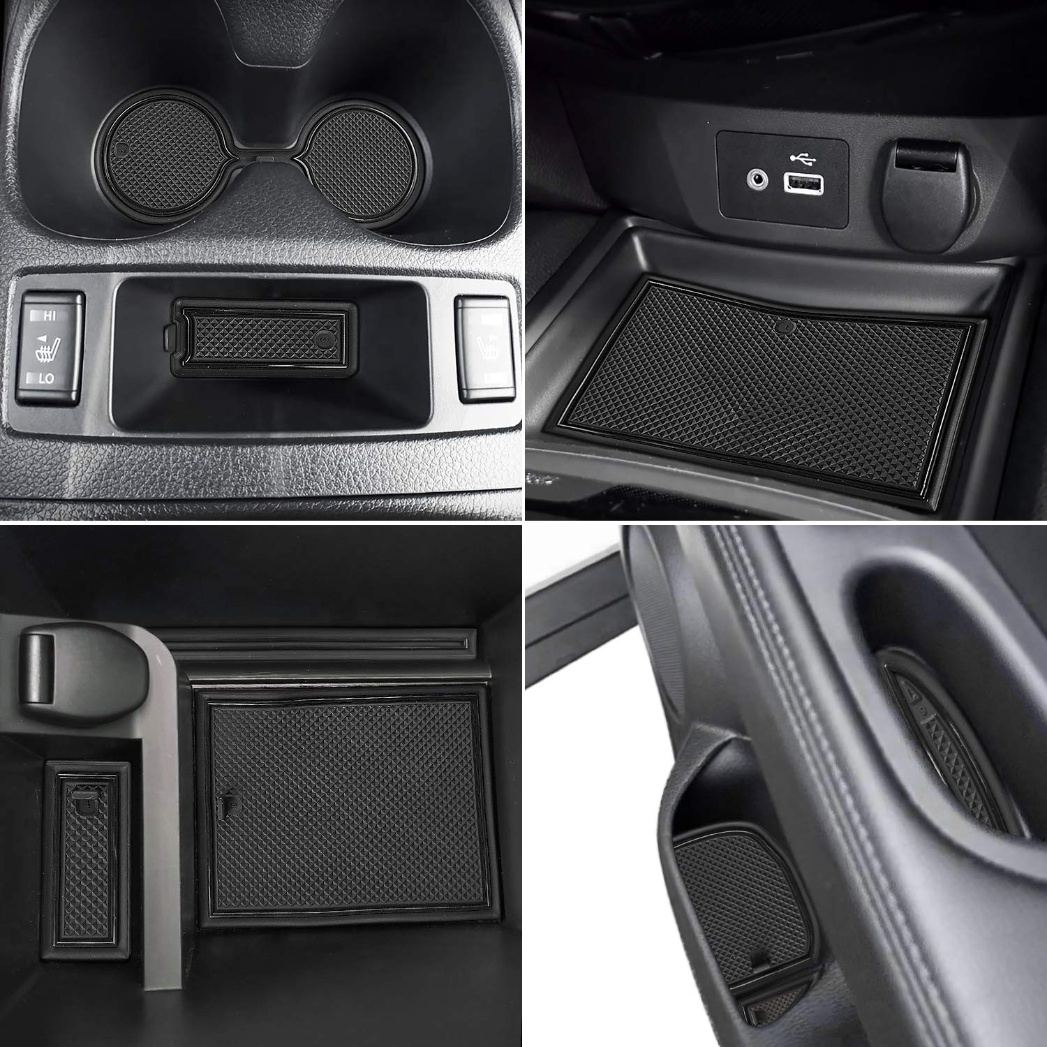 Auovo Black Anti Dust Mats Set for Rogue Accessories 2014-2020 - Custom Fit Door Compartment Liners & Cup Holder Inserts (19pcs)