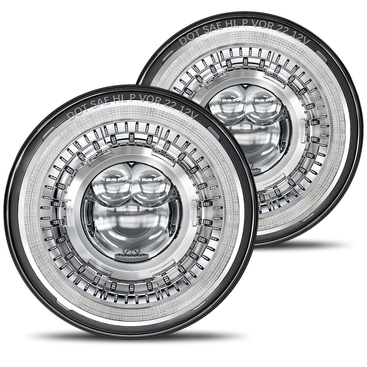 Hwstar 2023 1000% Bright Anti-Glare 7 Inch Halo Led Headlight Round Compatible With Jeep Wrangler Jk Jku Tj Lj Etc W/Start-Up Gr