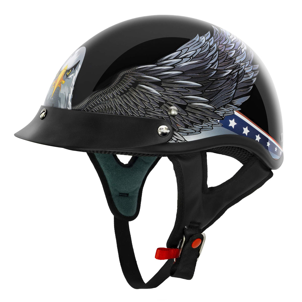 cruiser motorcycle half helmet VCAN Cruiser Motorcycle Half Helmet, Gloss Black EAGLE, X-Large, Model – Carkart