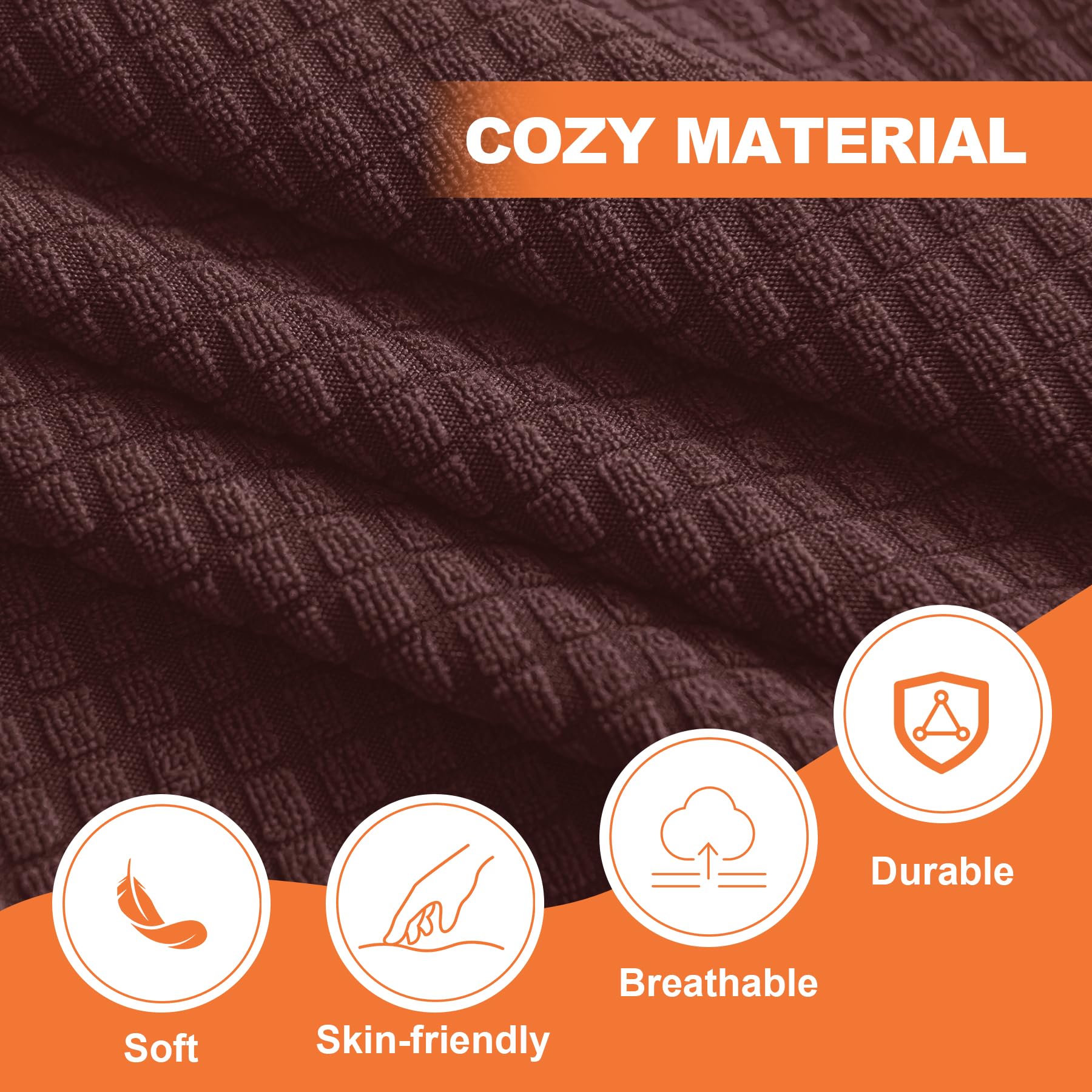 Fuangui Rv Dinette Cushion Covers - Stretch Camper Cushion Booth Seats Replacement - Washable Sofa Furniture Protector (Dark Bro