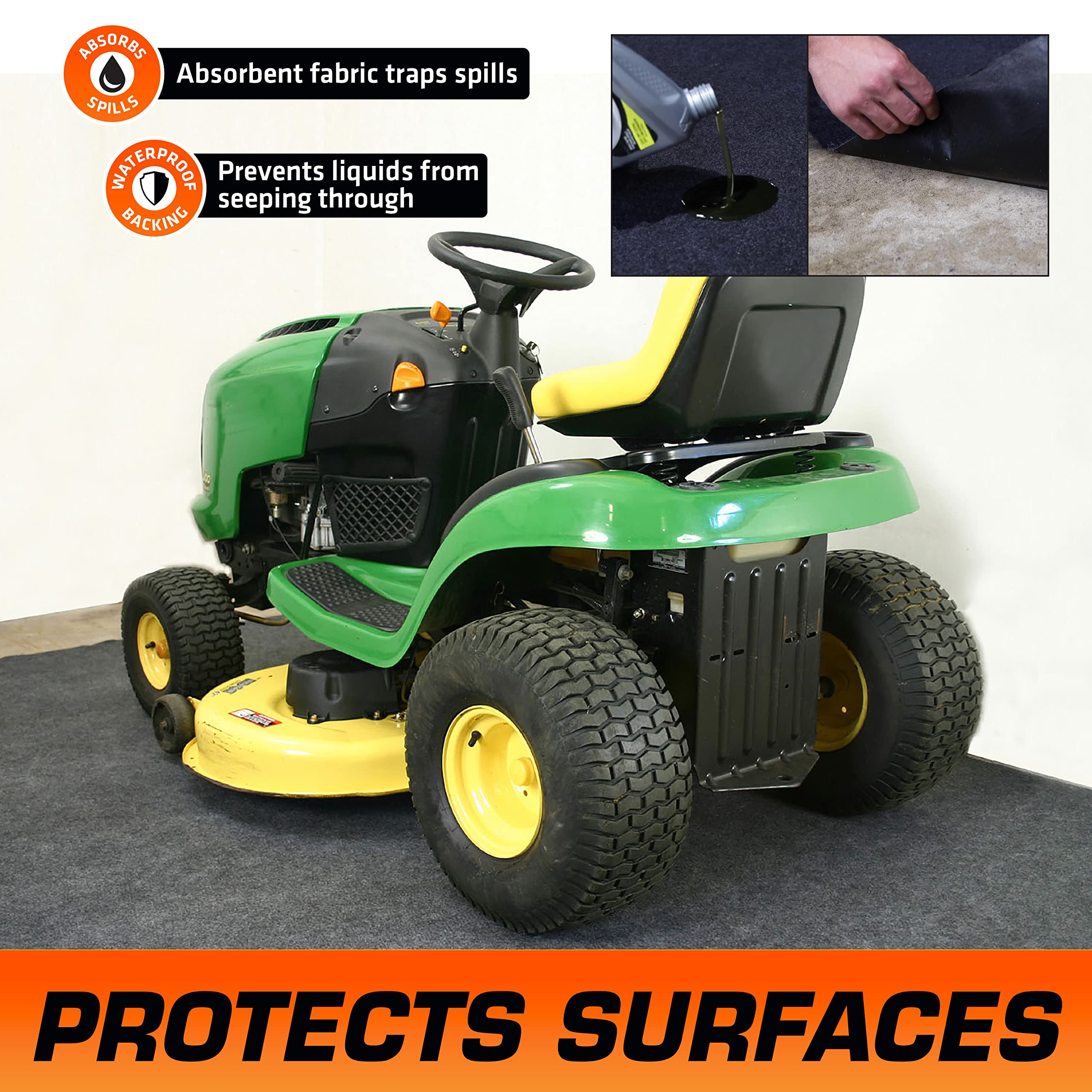 Armor All Original Small Vehicle Garage Floor Mat, (8'4    X 7'4''), (Includes Double Sided Tape), Protects Surfaces, Transforms