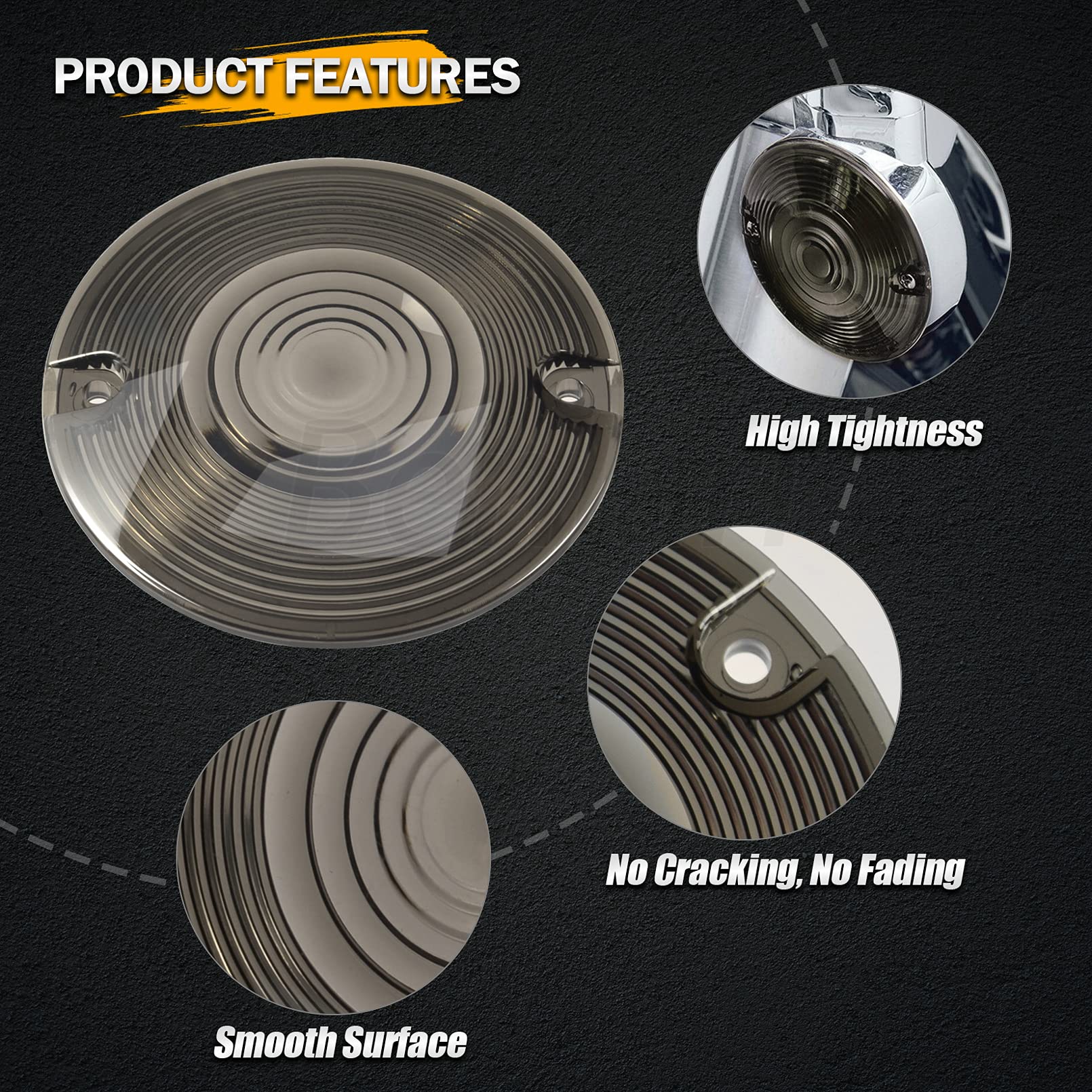 Benlari 3 1/4'' Smoke Turn Signal Light Lens Covers Compatible For Harley Touring Road Glide Road King Electra Glide Heritage So