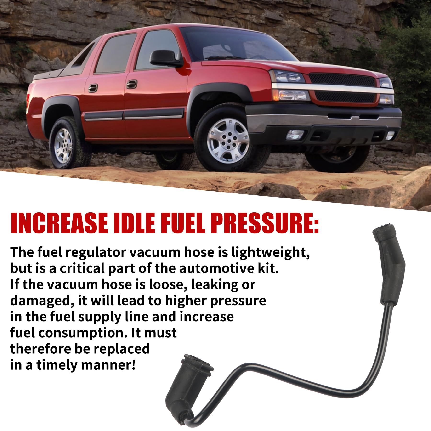 Umnnyk Car Fuel Pressure Regulator Vacuum Line Tube Compatible With Gmc Chevrolet Sierra Silverado Avalanche Colorado Buick Yukon Tahoe 4.8 5.3 6.0 1999-2005 Replaces Oem#17113556