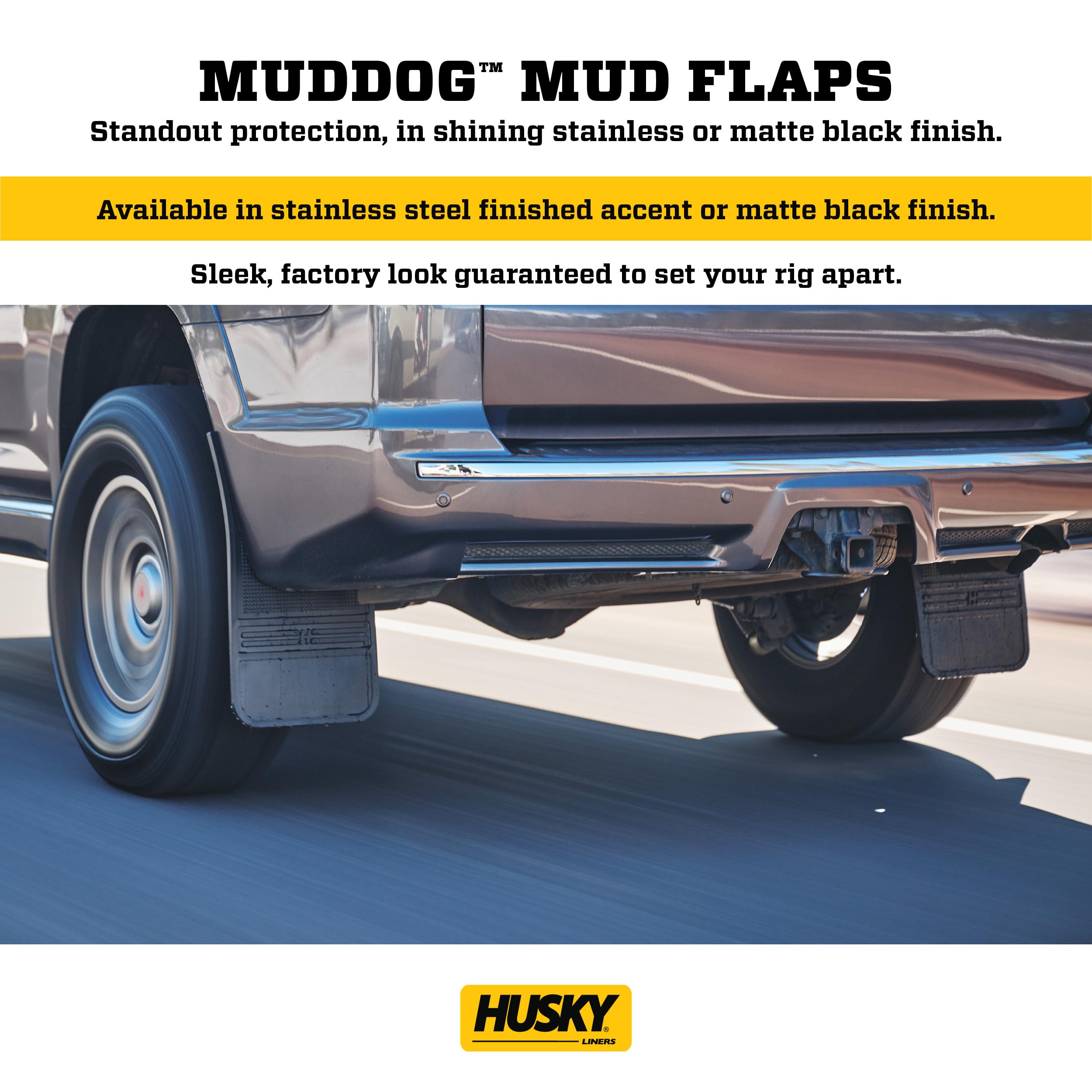 Husky Liners Universal Muddog Mud Flaps | Rubber Rear Mud Flaps - 12'' w/o Weight - Black | 55100, 12'' X 22''