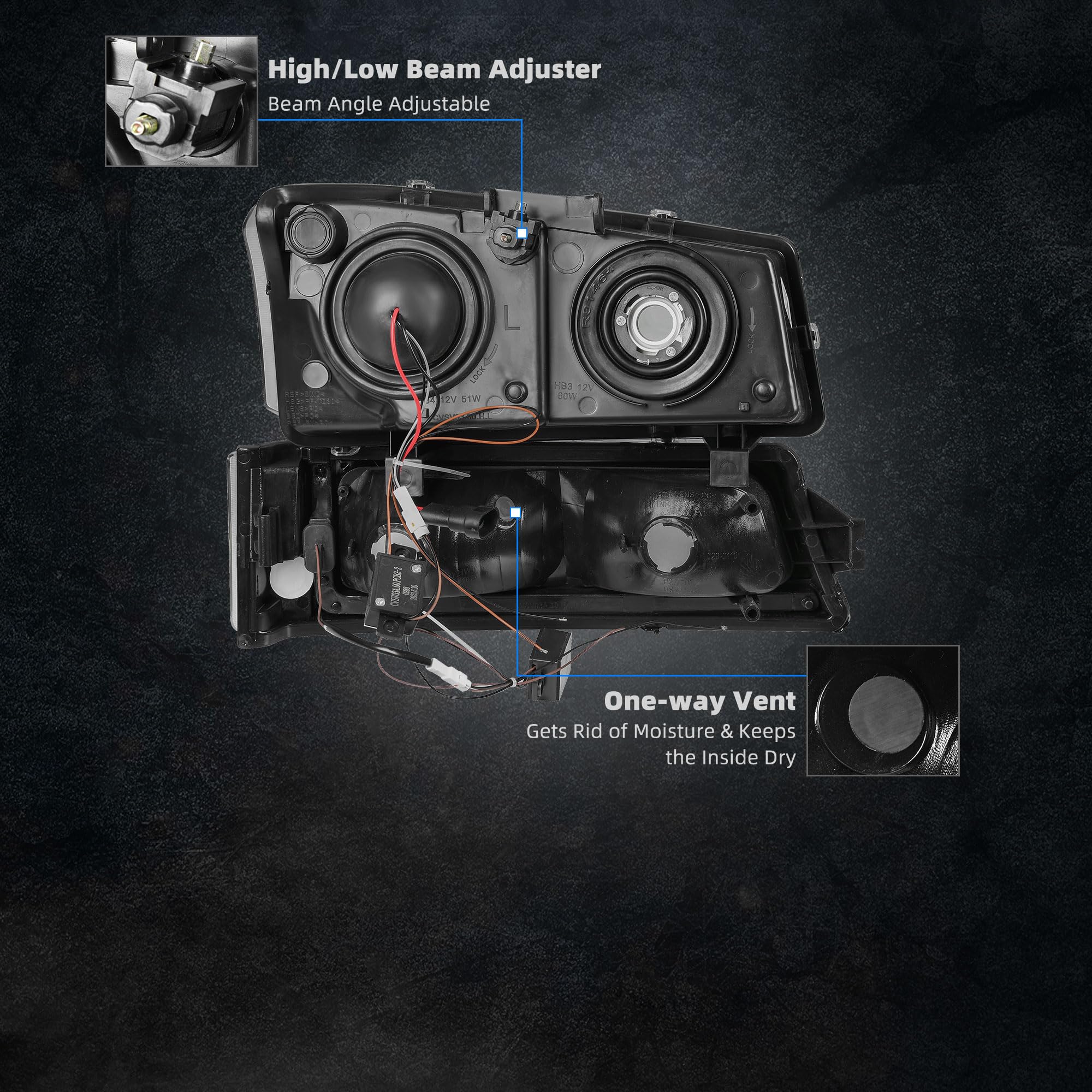 Autosaver88 Projector Headlight Assembly Compatible With 03 04 05 06 Avalanche Silverado 1500 1500Hd 2500 2500Hd 3500/2007 Silve