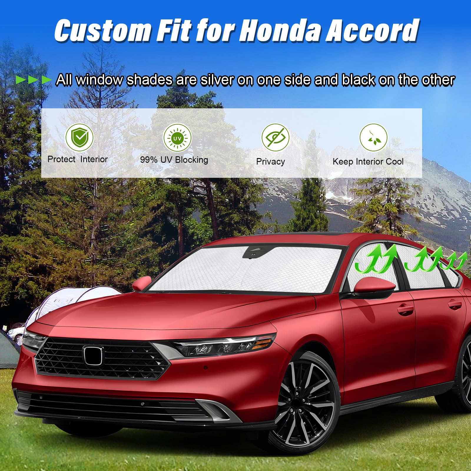 Kmf Windshield Sun Shade Replacement For Honda Accord Accessories 2023-2025,Side Rear Window Sun Shade Cover Sun Visor Shield Co