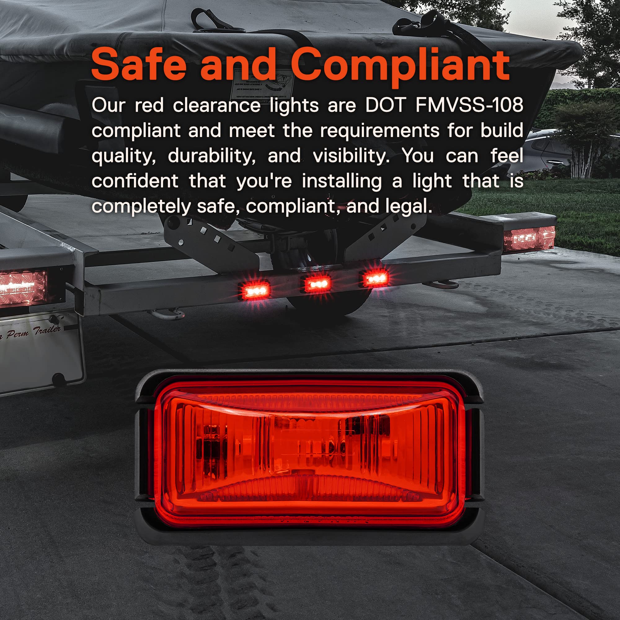 True Mods 4Pc 2.5'' Red Led Trailer Marker Light W/Black Bezel [Dot Fmvss 108] [Sae P2Pc] [Surface Mount] [Waterproof Ip67] Side