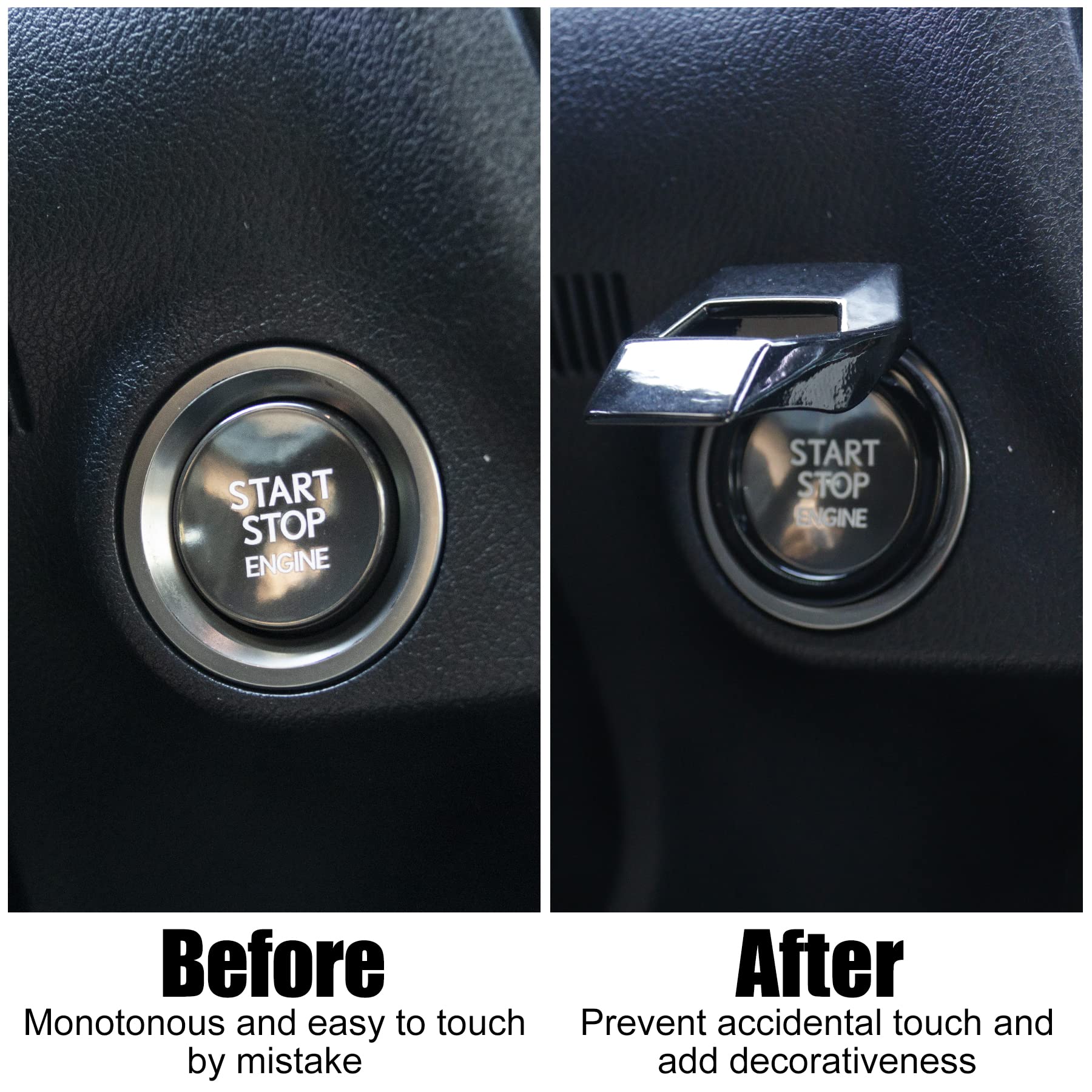 Singaro Universal Engine Start Stop Button Cover, Car Power Control Zinc Alloy Trim, One Button Start Button Cover Interior Accessories(Black)