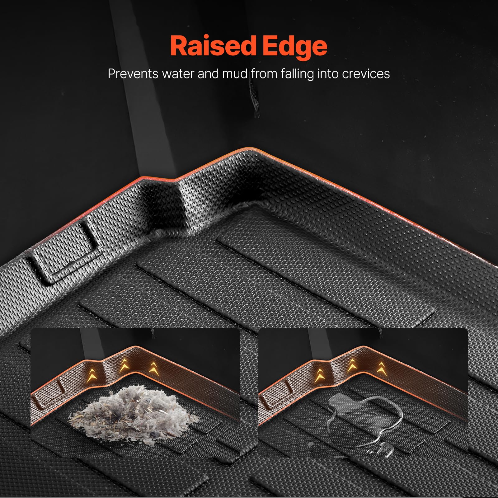 VEVOR Cargo Mat Compatible with Ford Bronco Sport 2021 2022 2023 2024, Precise Fit Trunk Mat, 3D Scanning Durable TPE Trunk Prot