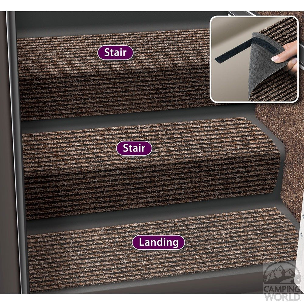 Prest-O-Fit 5-3091 Decorian Step Huggers For Rv Landings Sierra Brown 10 In. X 23.5 In.
