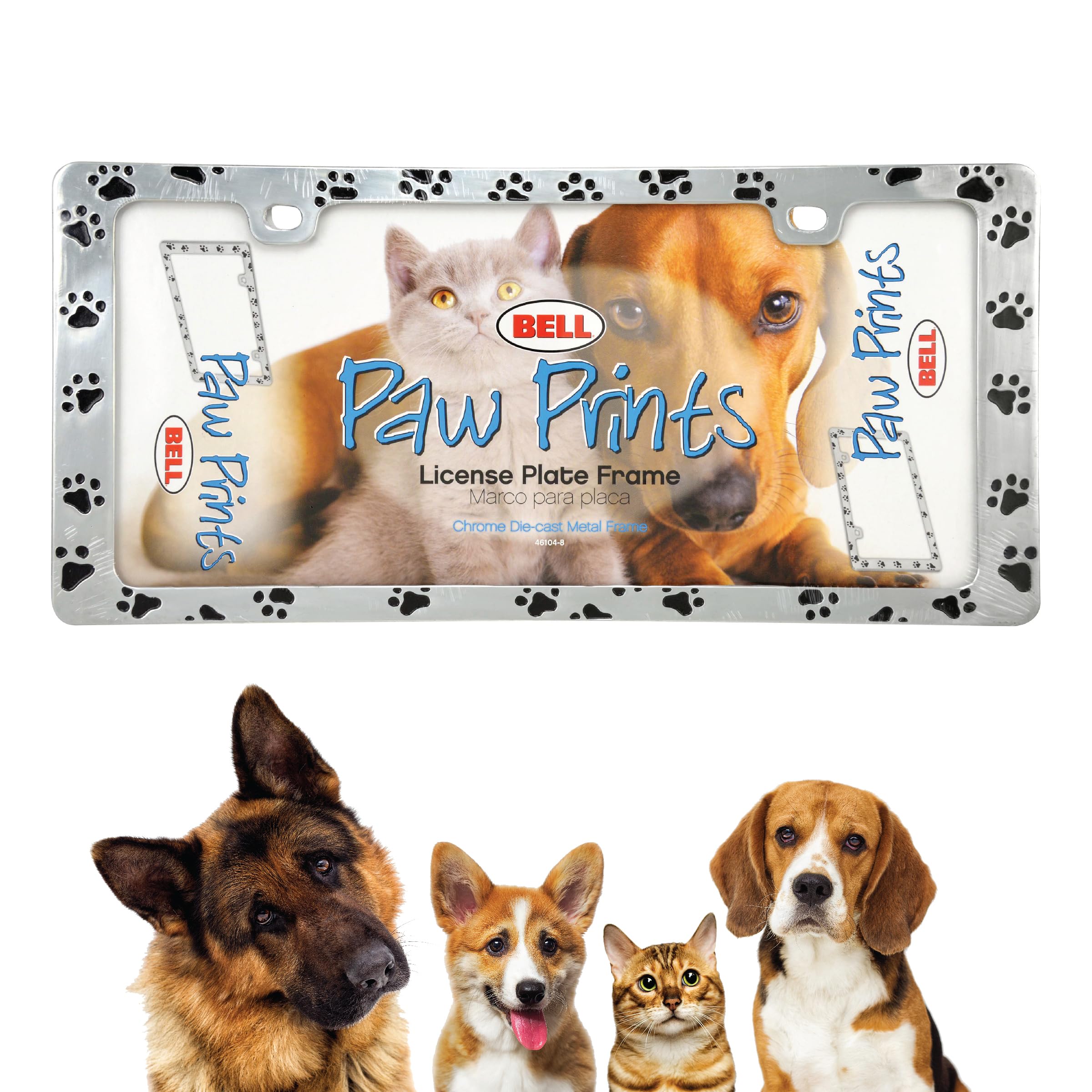 Bell Automotive 22-1-46104-8 Universal Black Paw Print Design License Plate Frame