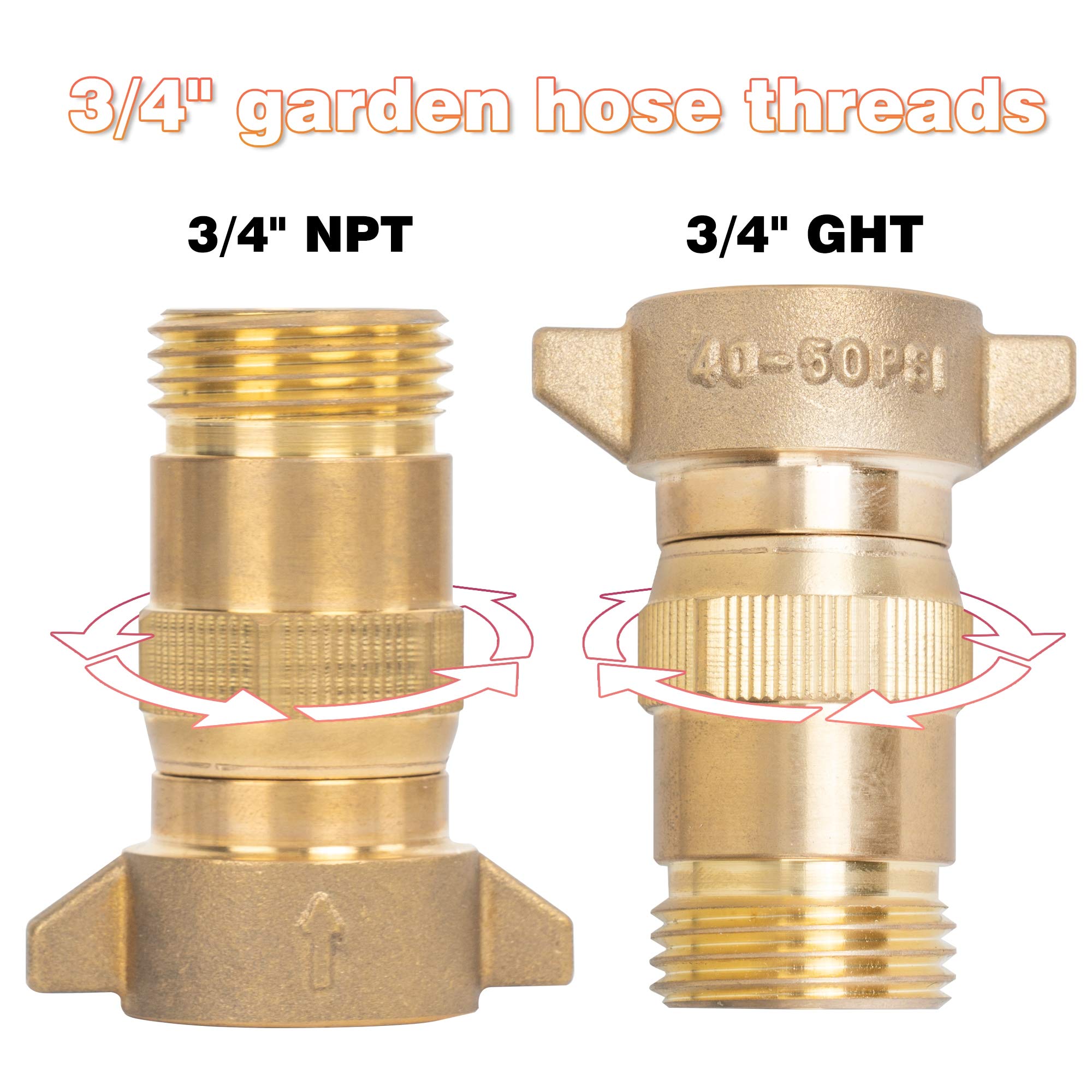 Hourleey Brass Rv Water Pressure Regulator, Lead Free, Water Regulator For Rv Camper With Filter Screen, Protector For Campers, Travel Trailers, Rv Plumbing System, 40-50 Psi