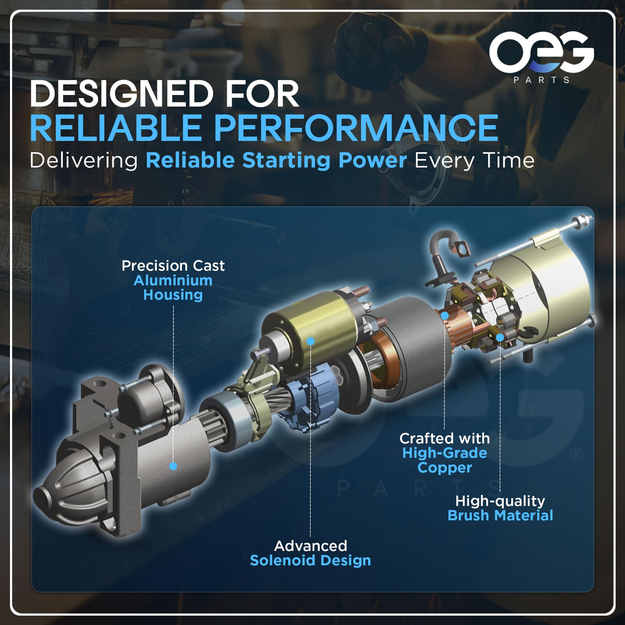 OEG Parts New Starter Compatible with Ford Mustang V6 3.7L 2011-2012, F150 F-150 V6 3.5L 3.7L 2011-2012 11 12, BR3T11000AC, BR3Z